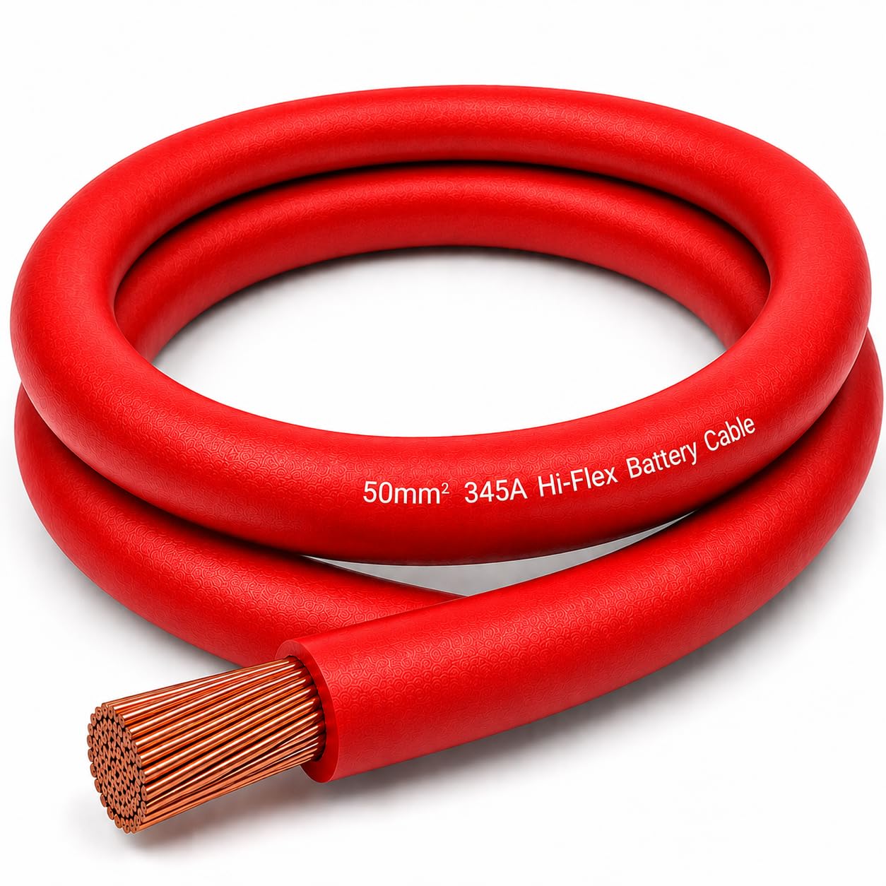 MKGT 345A Hi-Flex Battery Cable – 50mm2 0 Gauge Pure Copper Single Core PVC Welding Wire for 12V & 24V Automotive, Campervan, Solar, Inverter & Leisure Battery Systems (Red, 7 Meters)