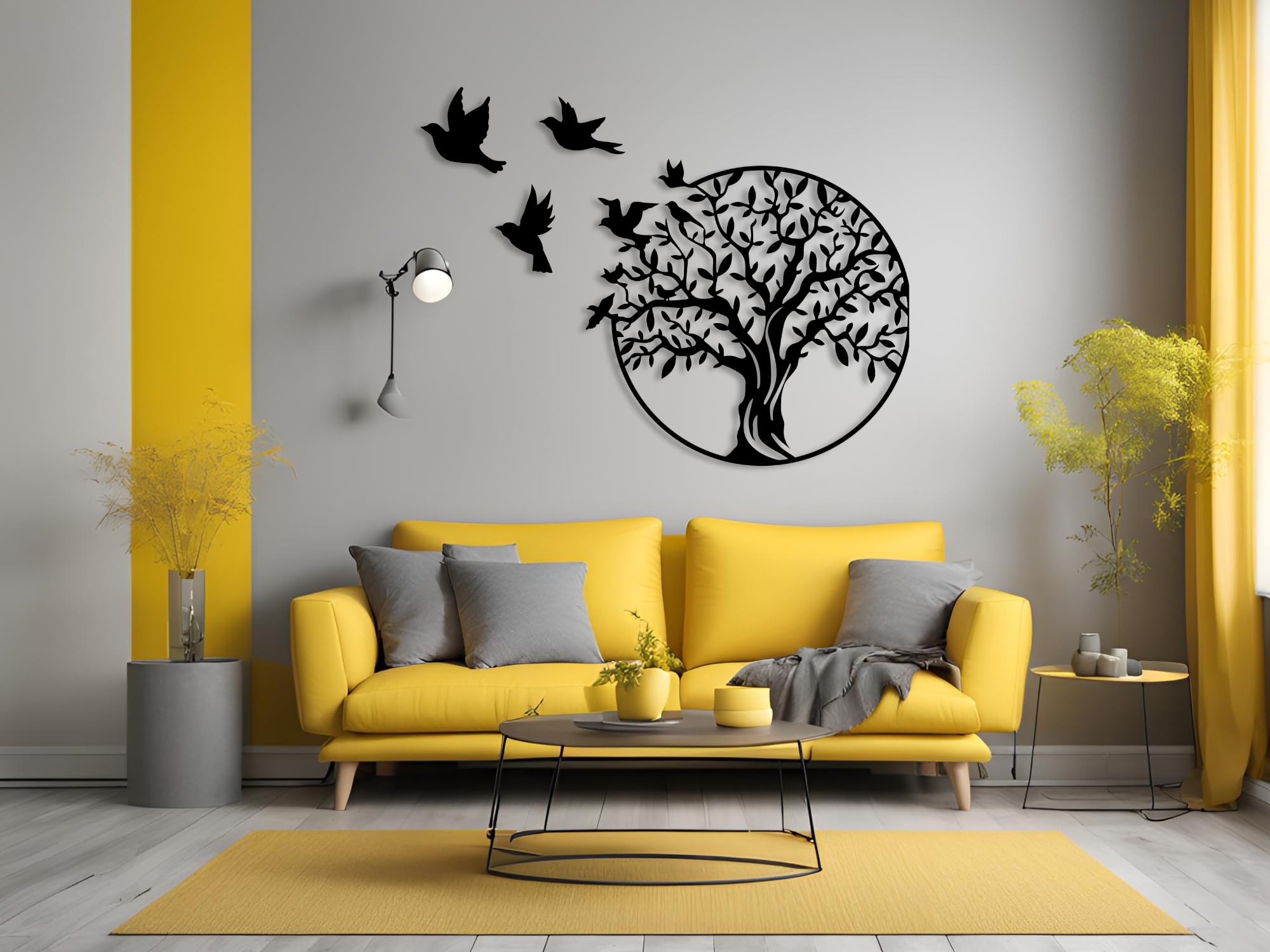 VAILLA Árbol de la Vida Decoración de Pared Mural de Madera Decoración de Pared en Negro Dorado Decoración de Pared Hogar Arte de Pared 3D Decoración Moderna Cuadros para Hogar (Árbol 8)
