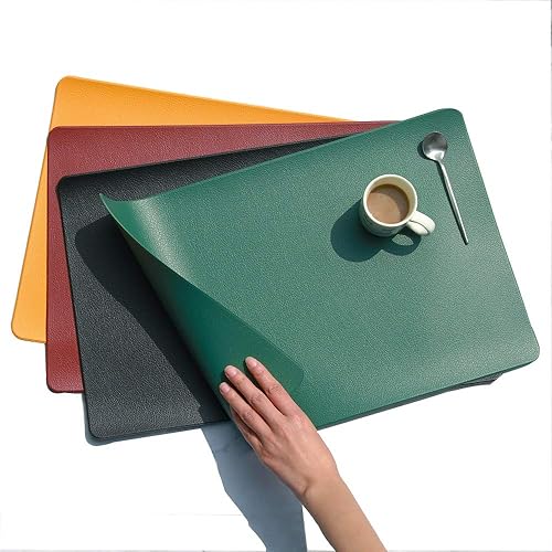 Miniatura 3 de TRENDY Mooon - Manteles individuales de piel sintética para mesa de comedor, manteles de poliuretano, resistentes al calor y a las manchas,