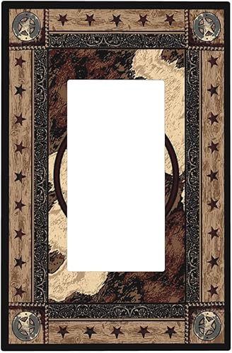 Placa decorativa de madera rústica con estrella de Texas occidental de 1 banda, placa decorativa de pared GFCIRocker, tablero de madera rústico de