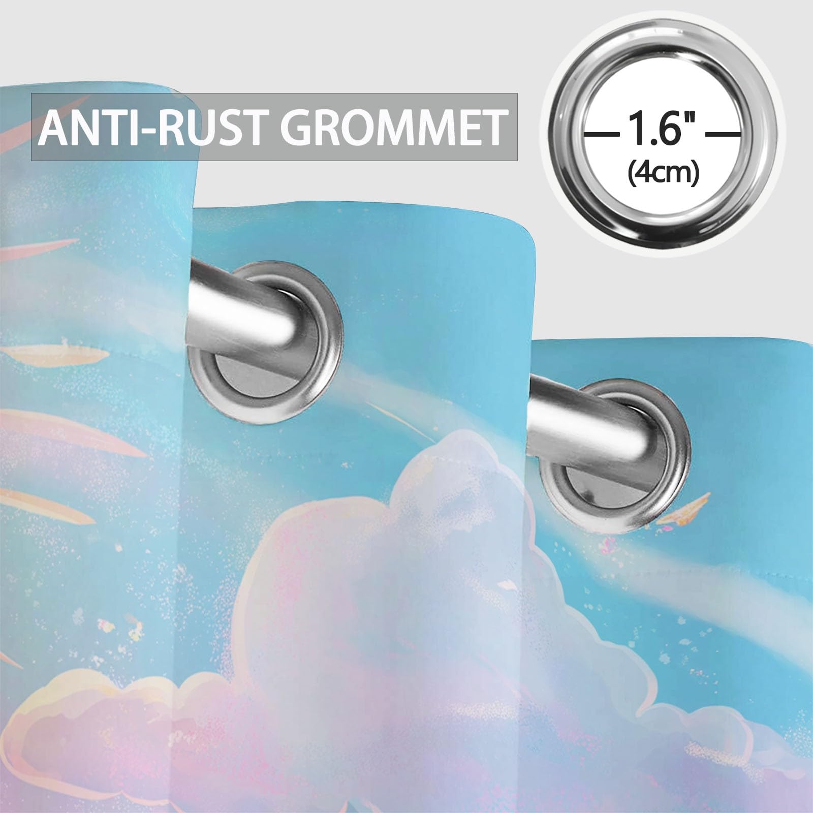 Rideaux Occultants 91.5L X 160H cm (2 Panneaux), Style Ciel De Rêve Nuages, Draperies Anti-Chaleur pour Chambre d'enfant, Bleu Rose