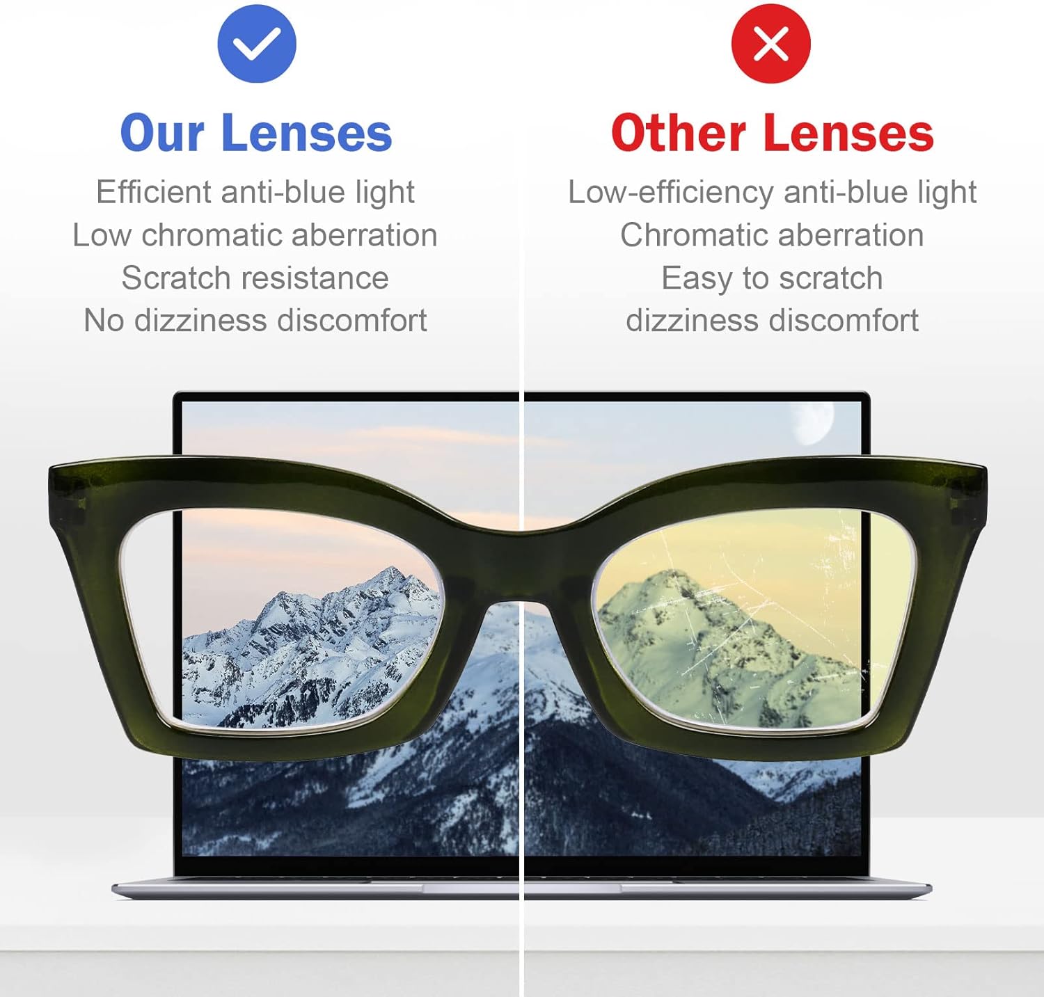 Blue Light Blocking Reading Glasses Women Computer Stylish Readers Fashion Square Design with Spring hinge,Dark Green 1.5 - Image 6