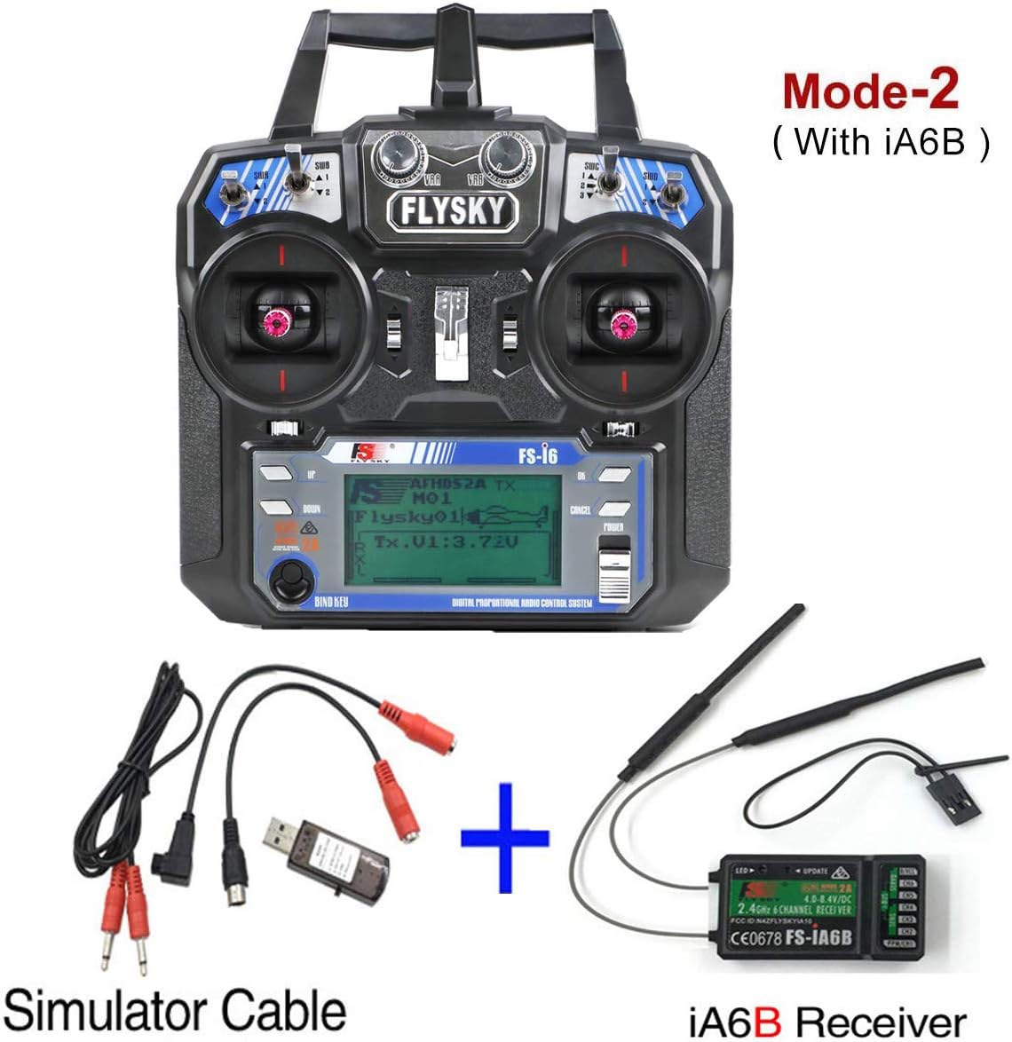 Flysky FS-i6 6CH 2.4GHz AFHDS RC Transmitter w/FS-iA6B Receiver+ 30 in 1 Flight Simulator for RC Multirotor Quadcopter Helicopter Airplane Glider Car