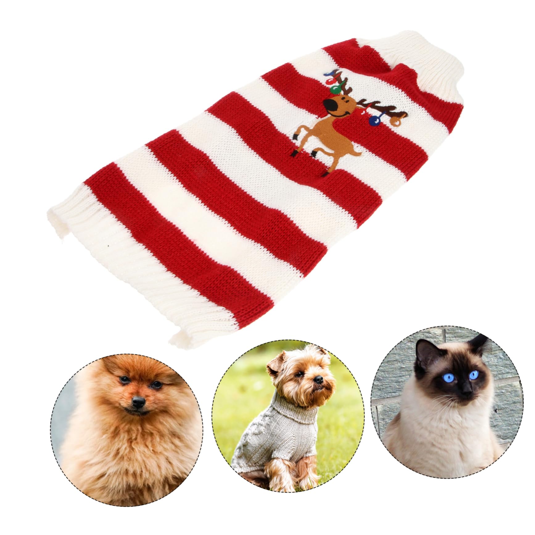 YARNOW Pull de Noël pour Chien Rouge sans Manches Motif Cerf Vêtement Hiver pour Animaux de Compagnie