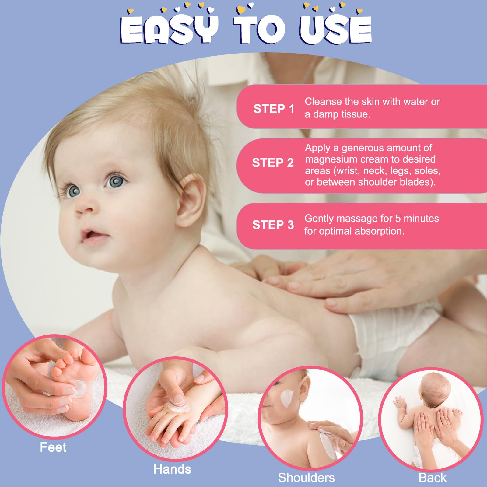 Crema de Magnesio para Niños, Loción de Magnesio para Dormir, Bálsamo de Aceite de Magnesio Calmante con Manteca de Karité, Aloe Vera, Crema de Bebé para Pies, Estómago, Brazos, Piernas