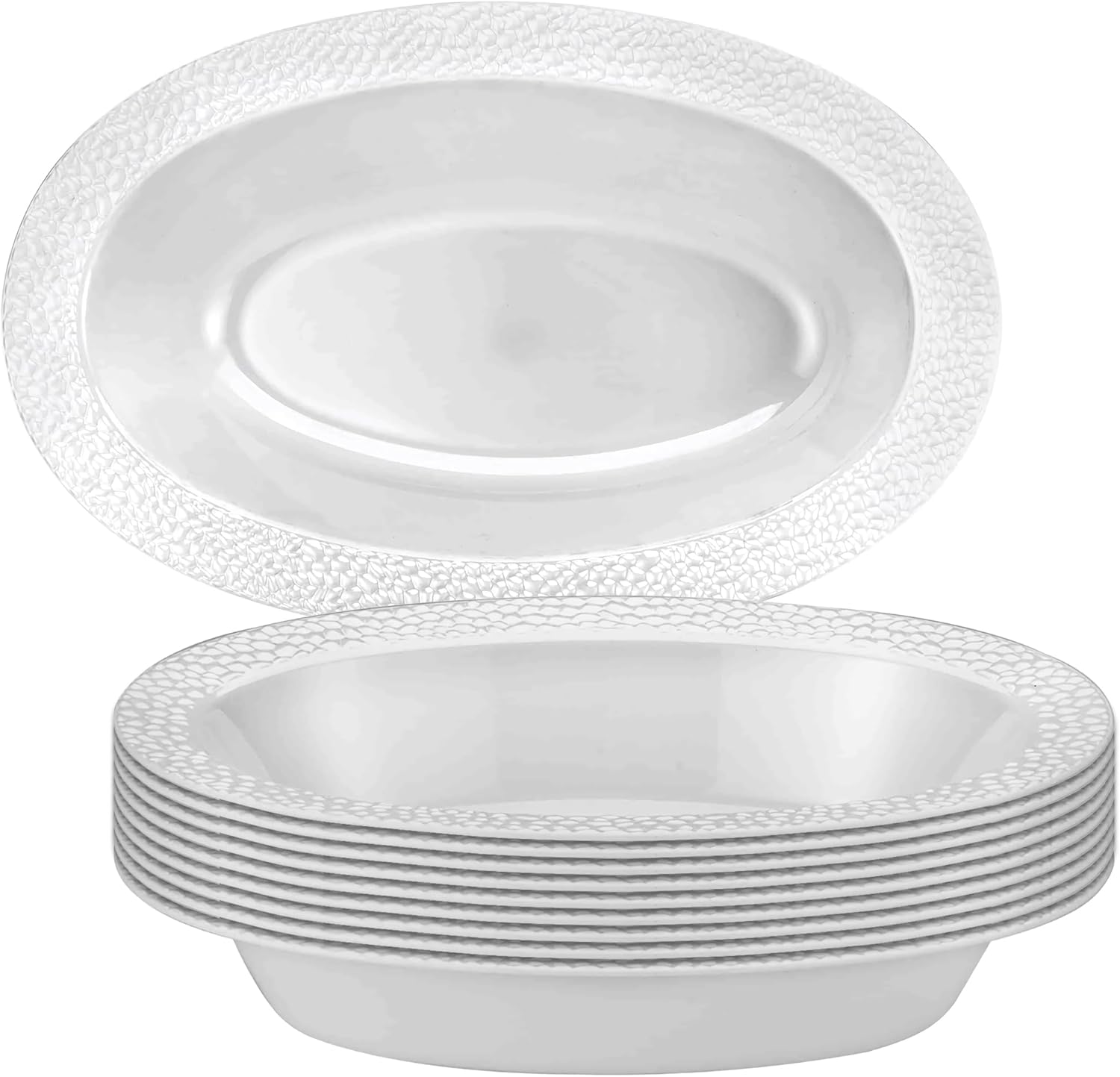 Kingzak Lillian Collection Pebbled Premium Plastic Oval