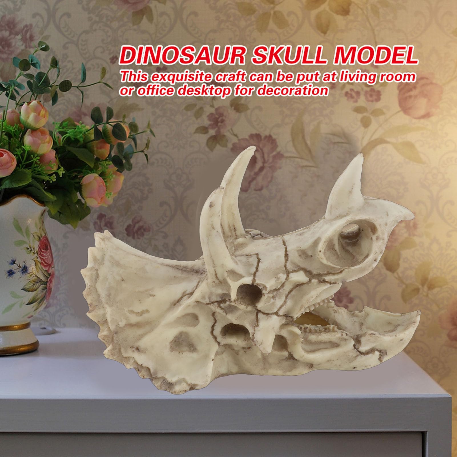 Fdit - Figura Decorativa de Resina de Dinosaurio, diseño de Calavera de imitación con Esqueleto simulado