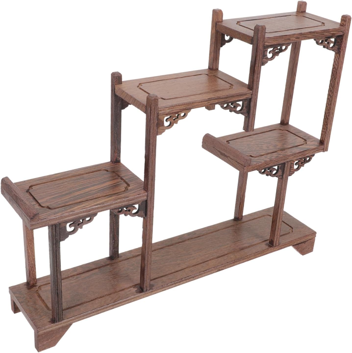 PRETYZOOM Wooden Rack Holder Curio Wooden Rack Decorative Curio Stand Multi-layers Storage Chicken Wing Wood Shelf