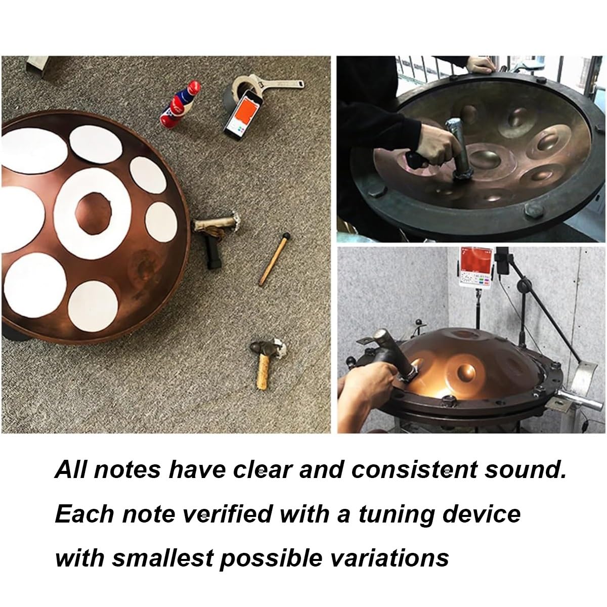 Tamburo in Acciaio in D Minor 10 Note 58cm 432HZ/440 HZ, Hand Drum Percussione per adulti Meditazione Personale(Nero,440Hz)