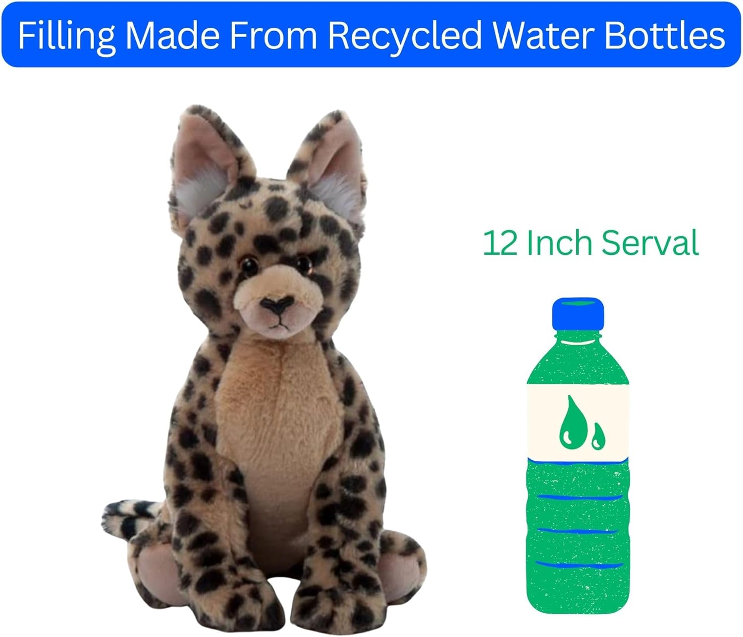 The Petting Zoo Serval Stuffed Animal Plushie, Gifts for Kids, Wild Onez Zoo Animals, Serval Plush Toy 12 inches
