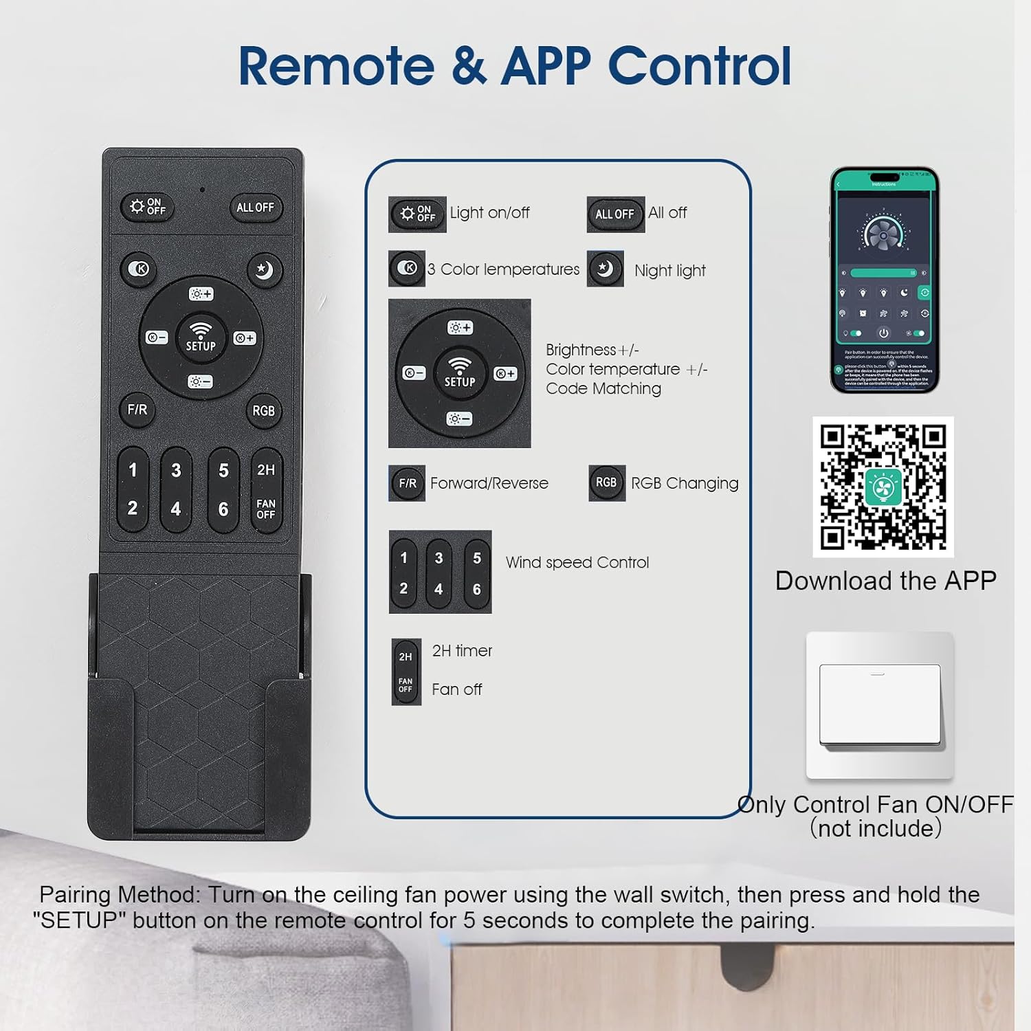 Three color temperature options for the main light