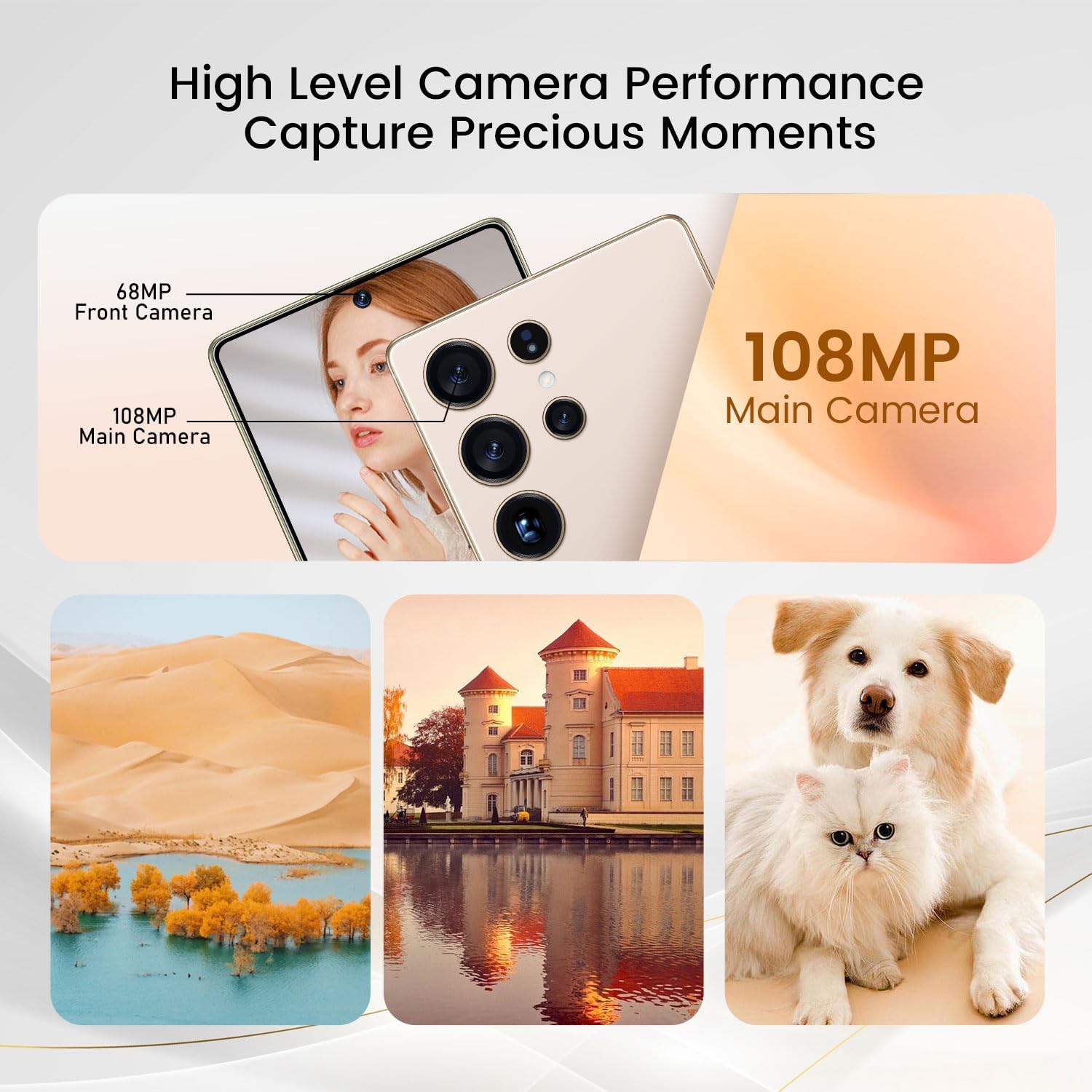 I25 Ultra Flagship Killer Smartphone - Snapdragon 8 Gen 3, 16GB+512GB, Massive 6.99" FHD+ Display, 108MP+68MP Pro Cam, 7000mAh 2-Day Battery, Android 14, Includes Stylus Pen (Desert Titanium)