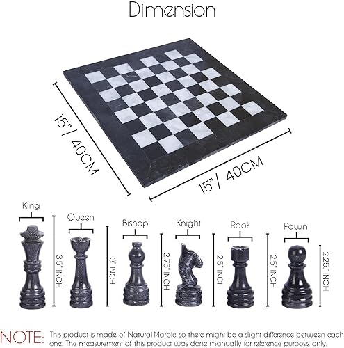 Miniatura 3 de Juego de ajedrez de lujo de 15 pulgadas, tableros de ajedrez clásicos para adultos con tablero de piedra hecho a mano y piezas de ajedrez de mármol,