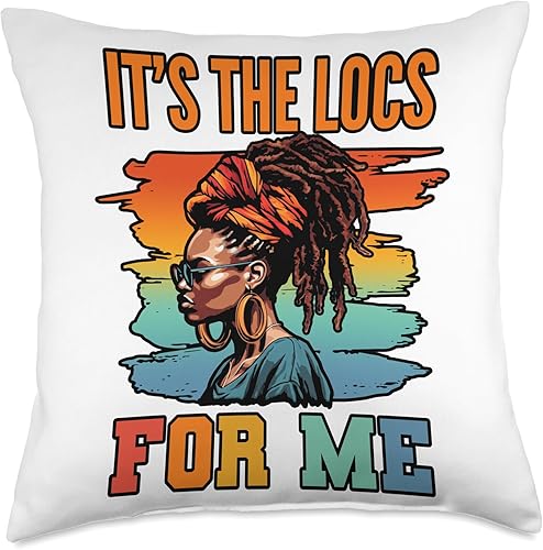 Locs Afro Dreadlocks Love Natural Beauty Hair It's the Locs for Me Afro Hair Black American African Girl Throw Pillow, 18x18, Multicolor