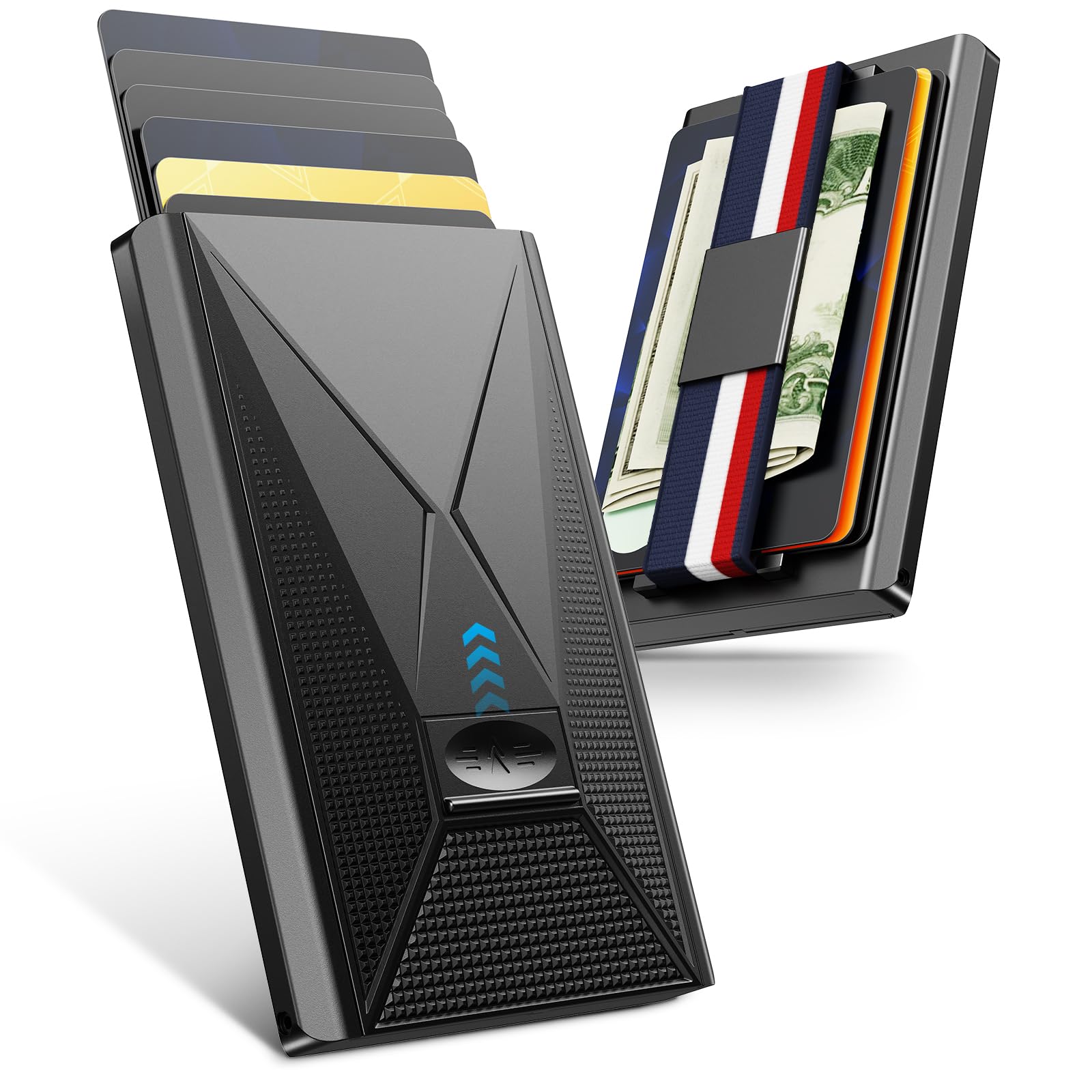Mens Slim Card Holder RFID Blocking Pop-Up Style Durable Aluminum Material Holds 18 Cards with Money Clip Minimalist