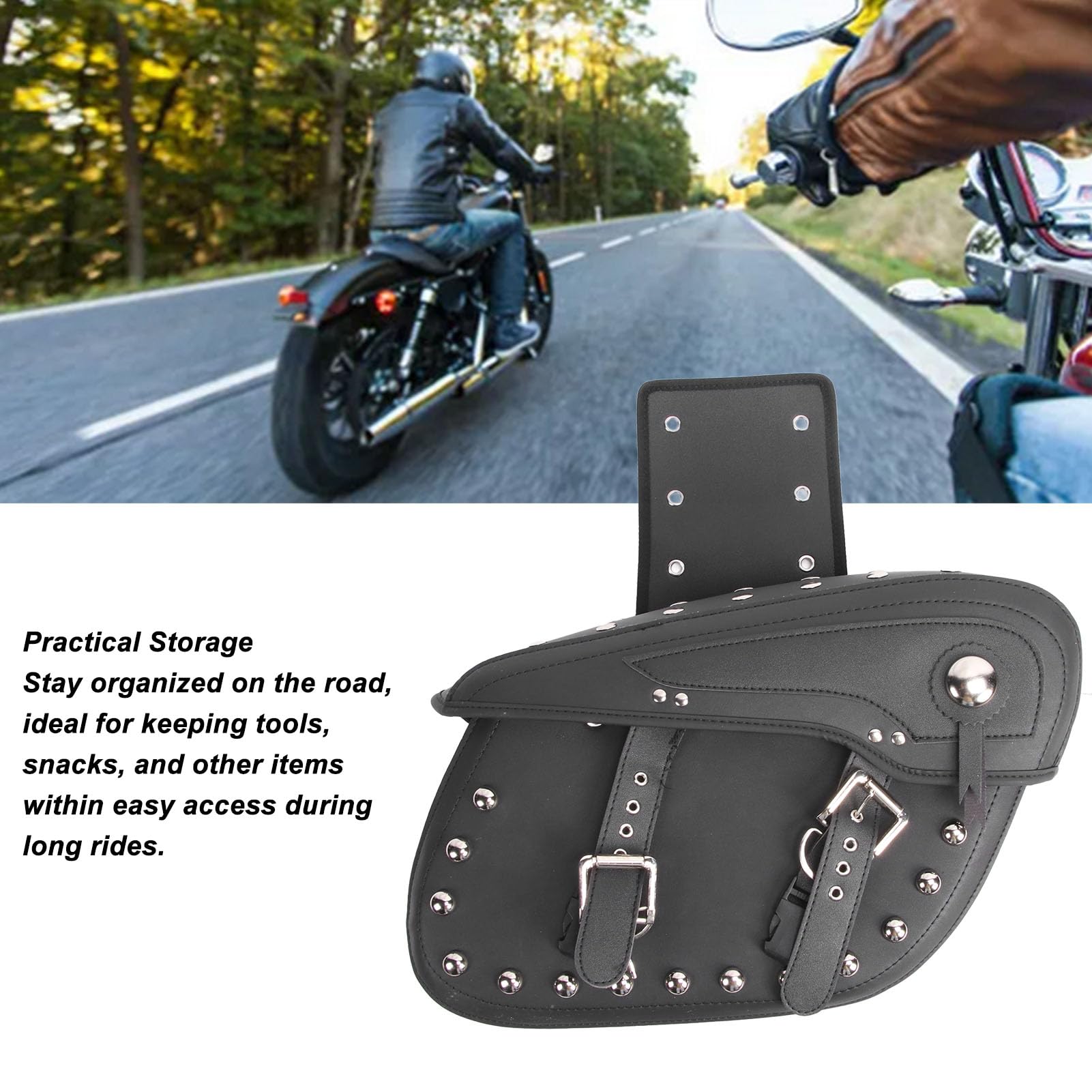 2 szt. Torba Motocyklowa Lekka, Trwała Boczna Torba na bagaż na Motocykl, Skóra PVC 44 X 18 X 32 Cm