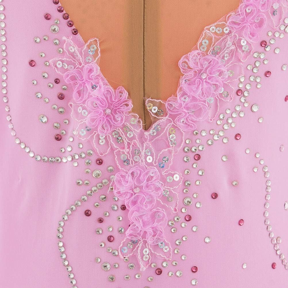 Lace Figure Skating Performance Suit Diamond Ballet One Piece Outfit Gymnastic Leotard Ice Skating Dress