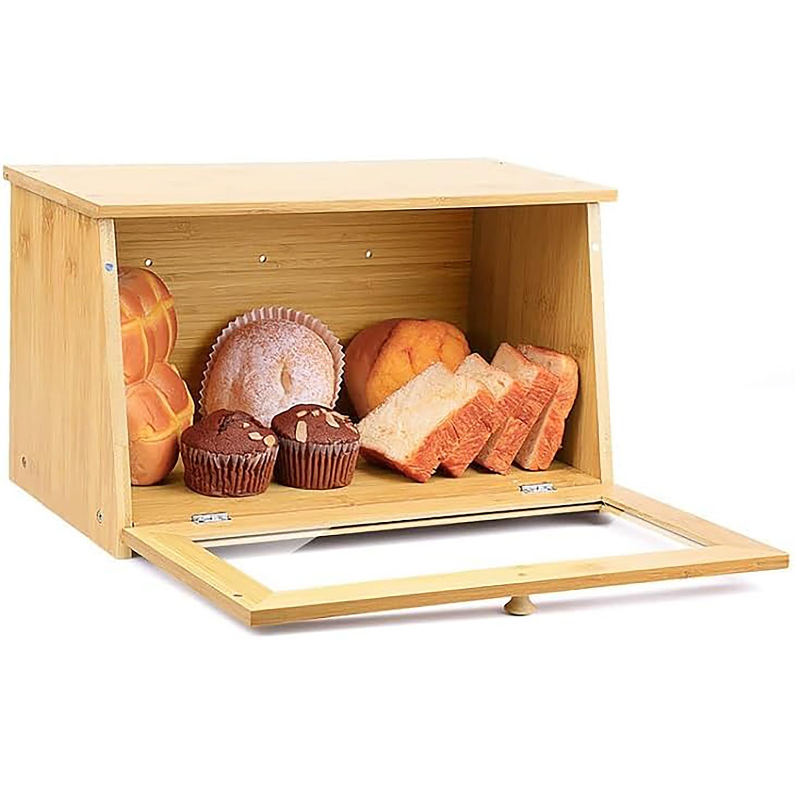 Promosyonca Bambu Ekmek Kutusu, Doğal Bambu Malzeme, Yuvarlak Saplı, 39x23x18 cm