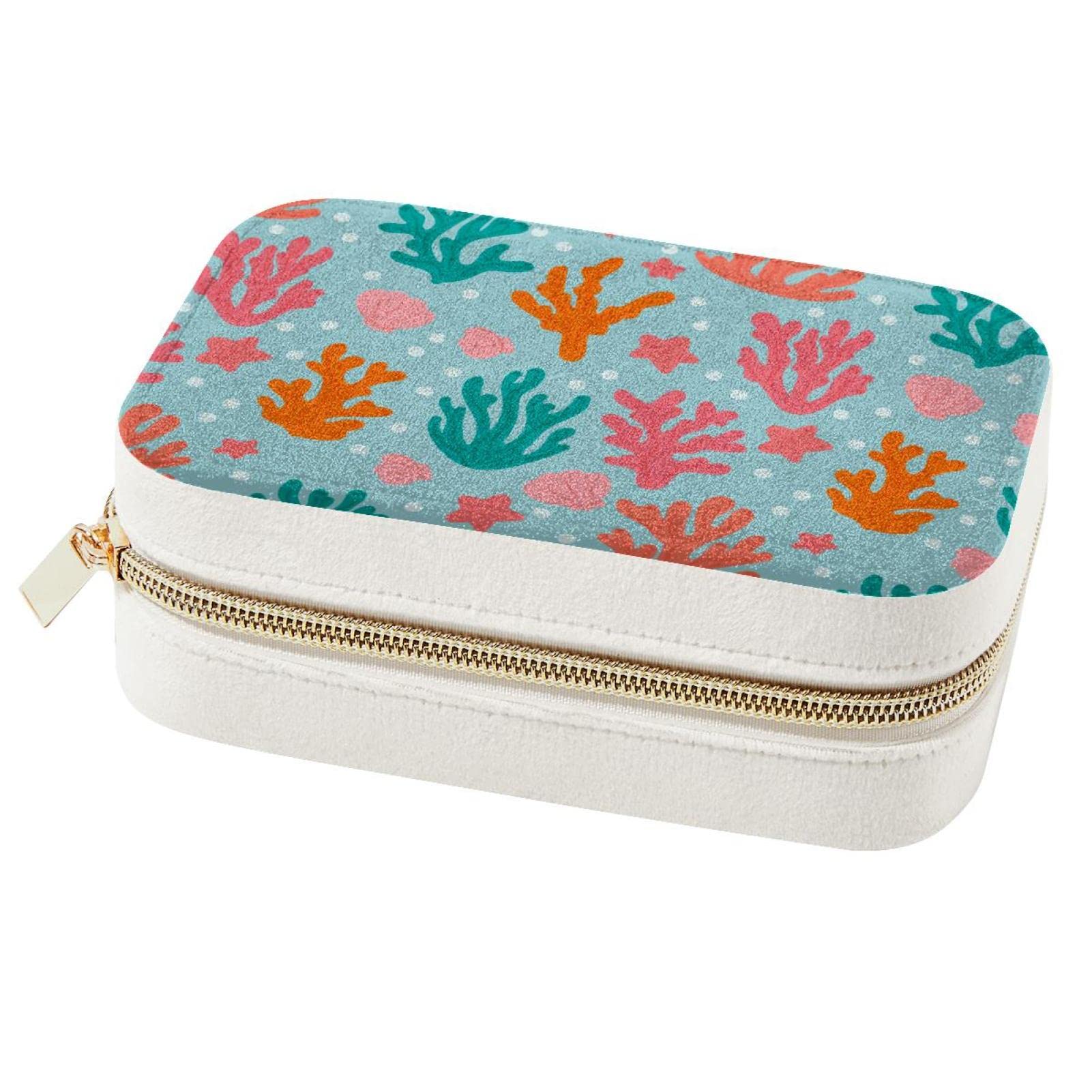 Boîte à bijoux portable corail pour vos voyages et week-ends