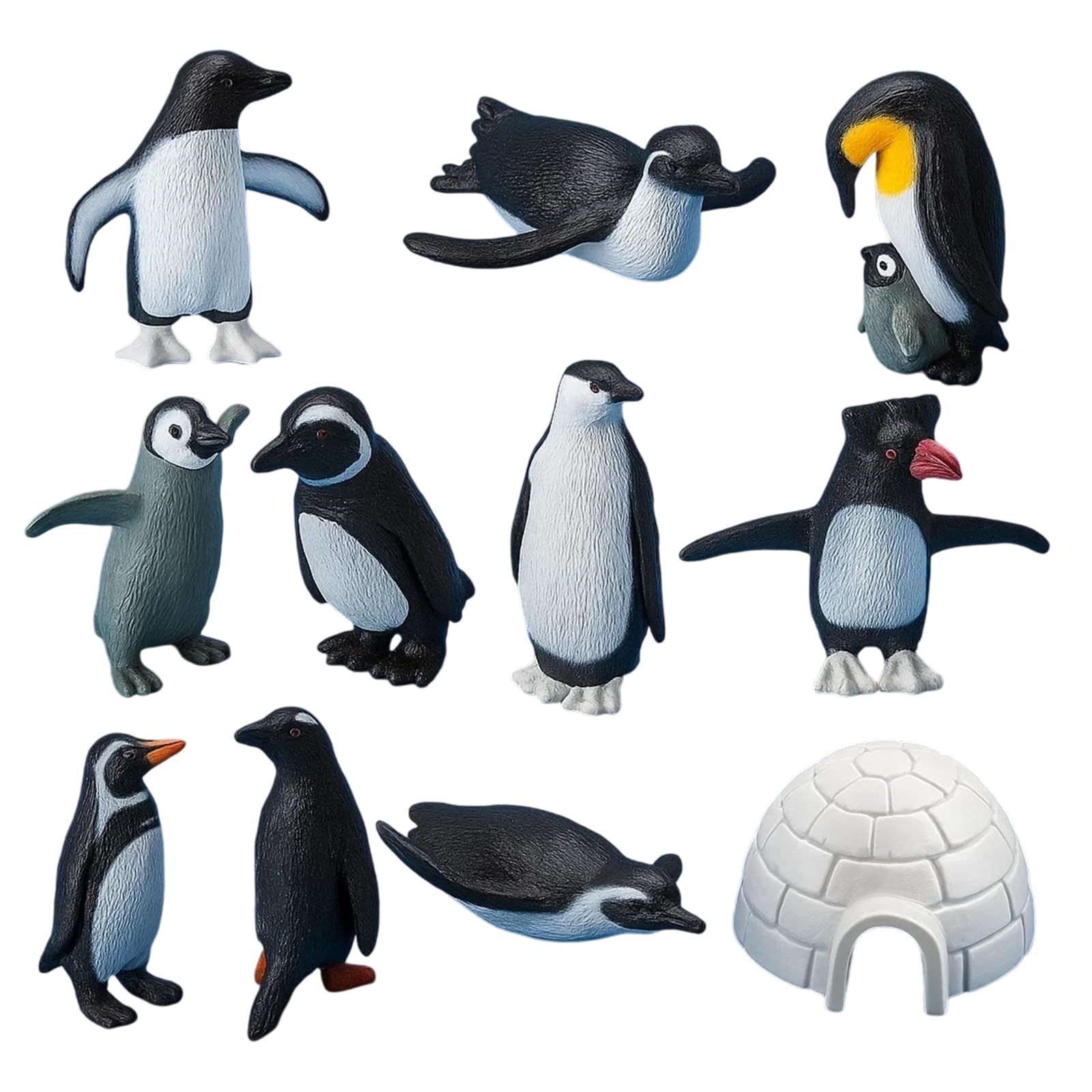 CBRPVT 11pcs Mini Penguin Figures Set for Cake Decorations,Penguins Toy,Winter Party Supplies, Blind Box Fillers, Desk Displays, Unique Collectible Penguin Toys