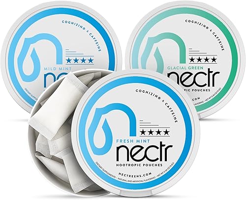 Paquete de inicio NECTR - Bolsas de energía nootrópicas Mango helado y menta fresca 250 mg de cognizina 120 mg de cafeína 16 bolsas Sin