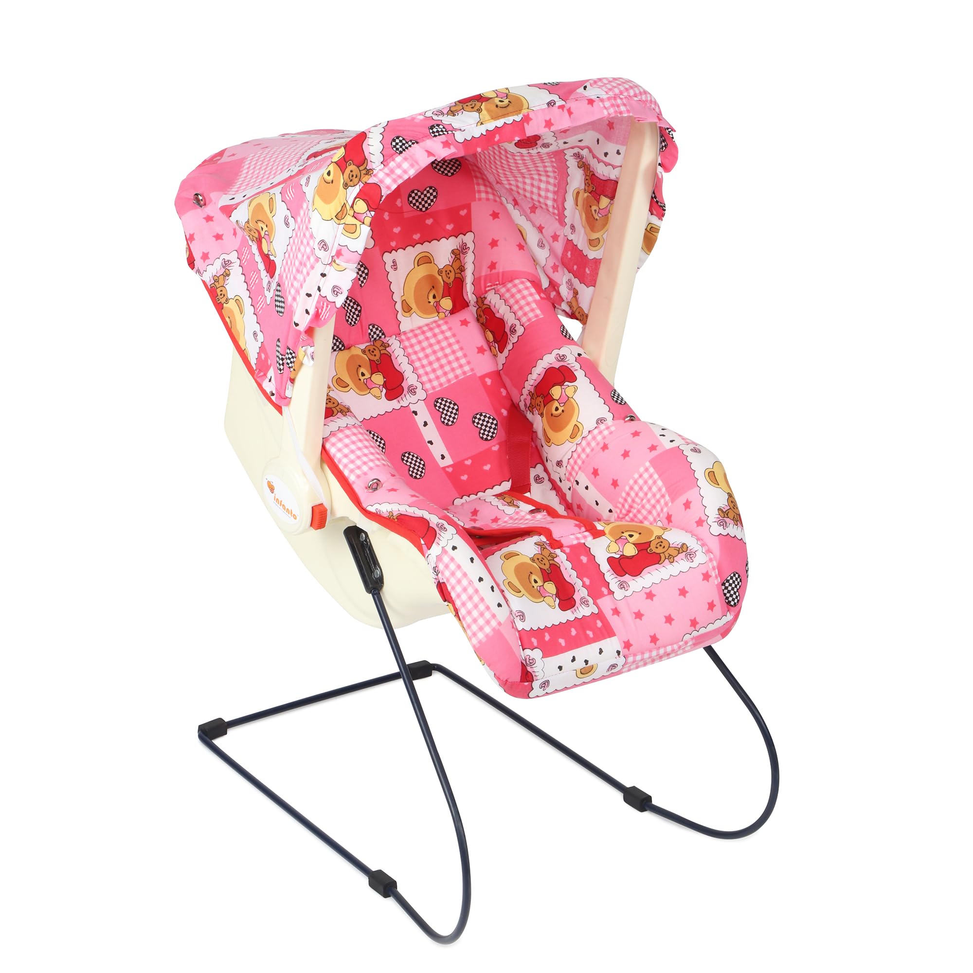 INFANTO Multipurpose 9 in 1 Bouncer | Compatible with Stroller | Rocker | Feeding Chair | Sleeping Carrier | Bath Chair | Mosquito Net | RB38-Pink-image-22
