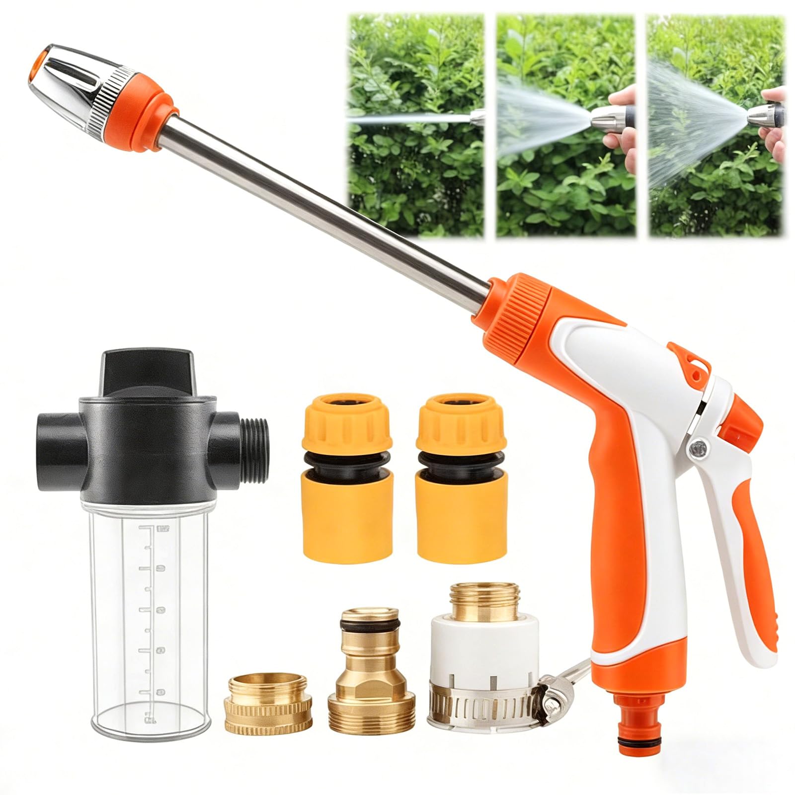 Aquoxis Pressure Washer, Pressure Washer Gun Set, Hydro Power Water Jets Cleaner Attachment, Adjustable Nozzle Cleaning Sprayer for Patio, Car, Driveway and Outdoor (Washer Set,Orange)