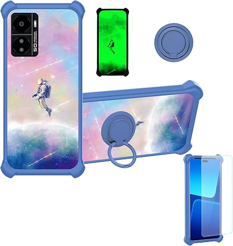 Kalley Black 3 - Funda compatible con Kalley Black 3, con protector de pantalla de vidrio templado, soporte de anillo, efecto luminoso, YGL-FXJ