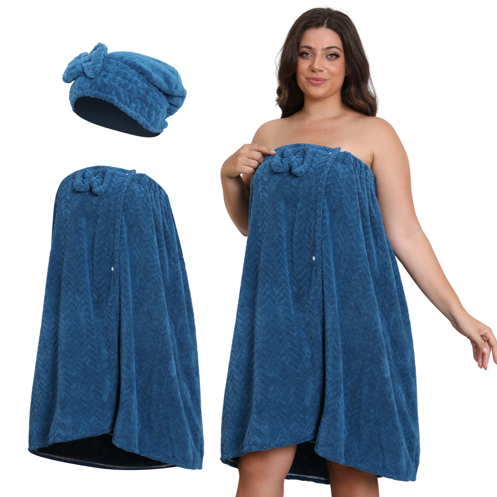 Plus Size Bath Towel Wrap for Women XXL-XXXXL with Hair Towel Oversize Shower Wrap Dress Spa Bathrobe Comfortable