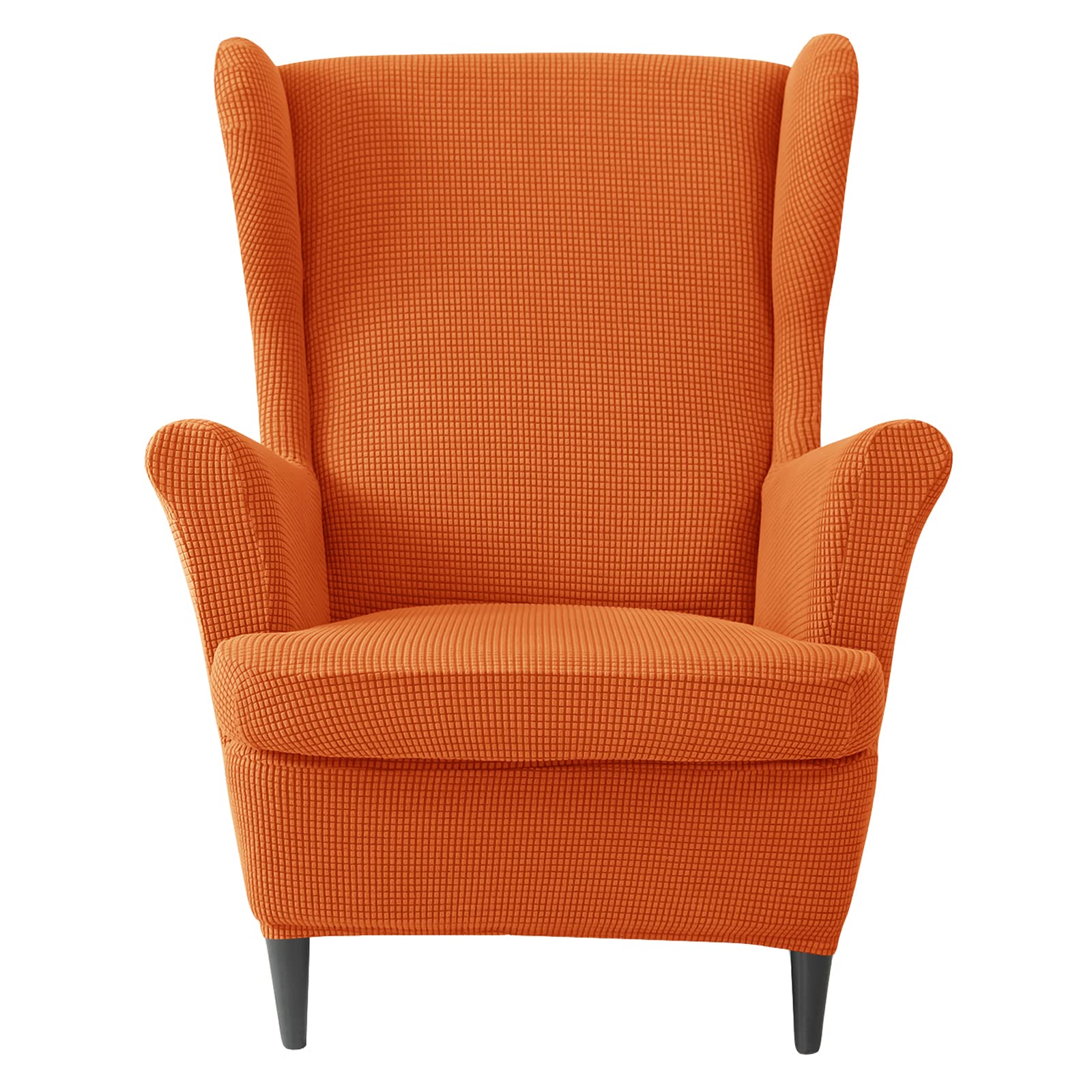 JHLD Stretch Wing Chair Slipcover 2 Piece, Jacquard Wingback Chair Slipcover Spandex Non Slip Wingback Chair Cover Wing Chair Covers For Chair living room -orange-2 Piece