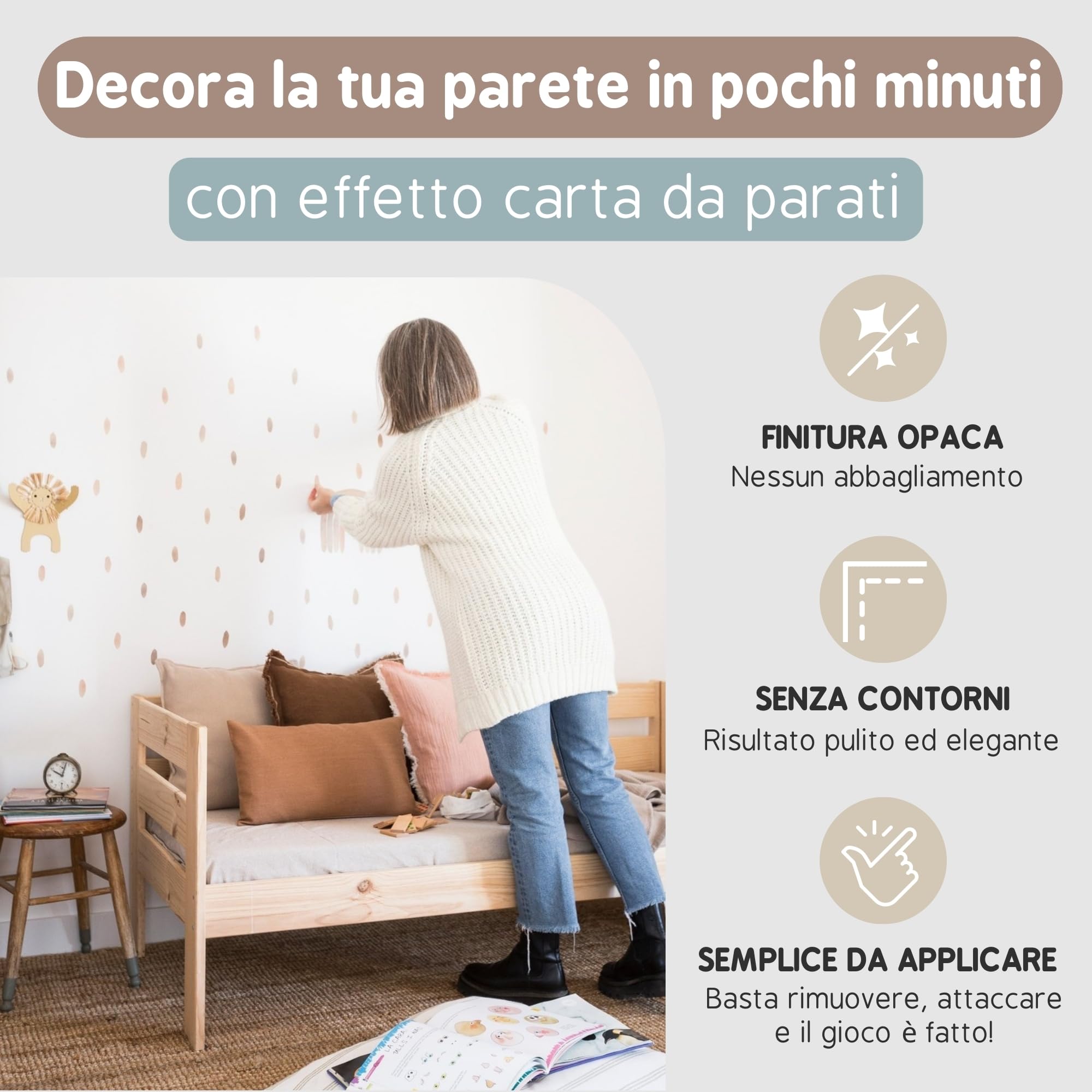 Adesivi Murali Bambini | Adesivi Cameretta Bambino Bimba Gocce Acquerello | Effetto Carta da Parati Adesiva | Copre 6 m² | 236 pezzi | TRESXICS (Rosa)