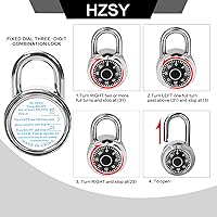 Vista 4 de Candado de combinación de 12 unidades, candado de combinación de esfera fija con diferentes combinaciones, 2 pulgadas de ancho. Placa giratoria