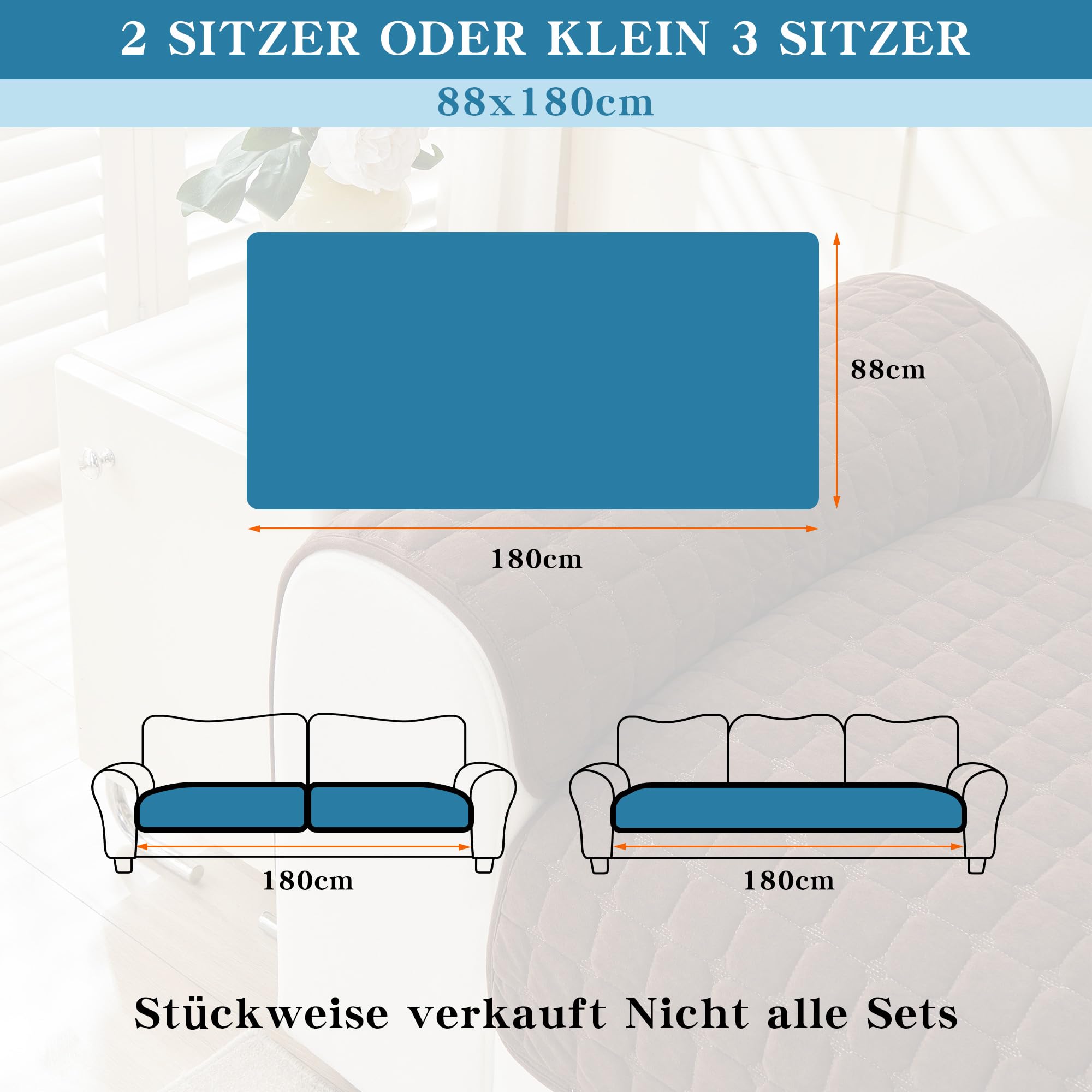 MYSKY HOME Sofa Schutzdecke Sofa Überzug 3 Sitzer - Sofabezug Kratzschutz Sofa Katze, Sofaüberwurf Sofaschoner Sitzfläche Couch Topper Sofaüberwürfe, 88 x 180cm，Schokolade