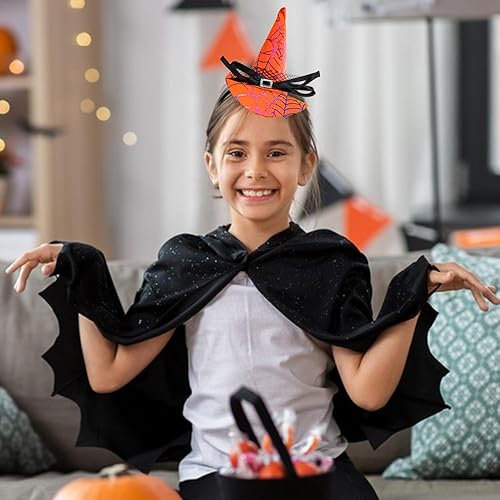 Miniatura 2 de Diadema de Halloween con sombrero de bruja naranja para mujeres y niñas, cosplay, maquillaje, decoración de disfraces, suministros de fiesta,
