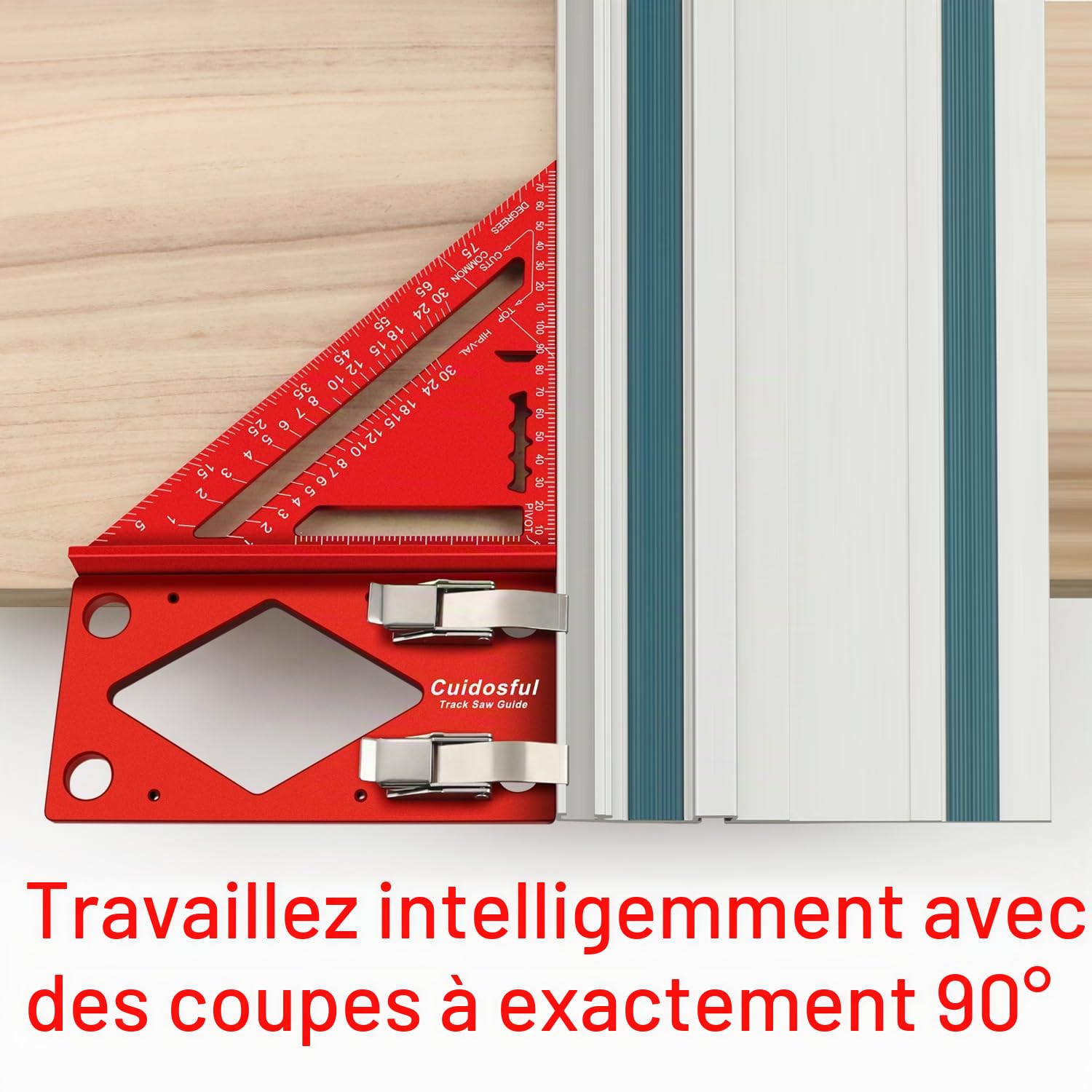 Butée d'angle pour rail de guidage, butée fraisée CNC à 90° avec guide de bord, compatible avec rail de guidage Makita, butée en aluminium Festool pour scie circulaire