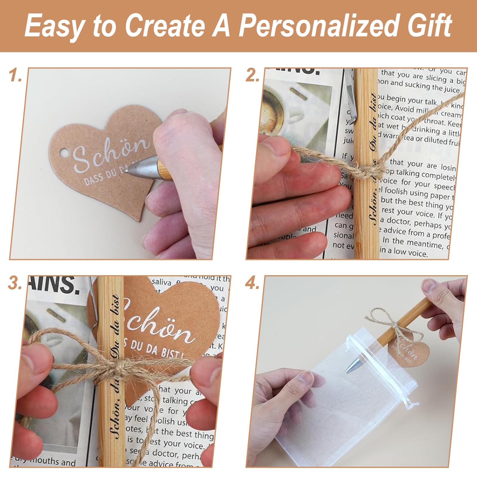 50 Piezas Bolígrafo de Madera Favores de Boda - Hermoso Set de Regalo Que Estás Allí - para Boda, Cumpleaños, Comunión, Bautizo - Favores Cumpleaños Adultos