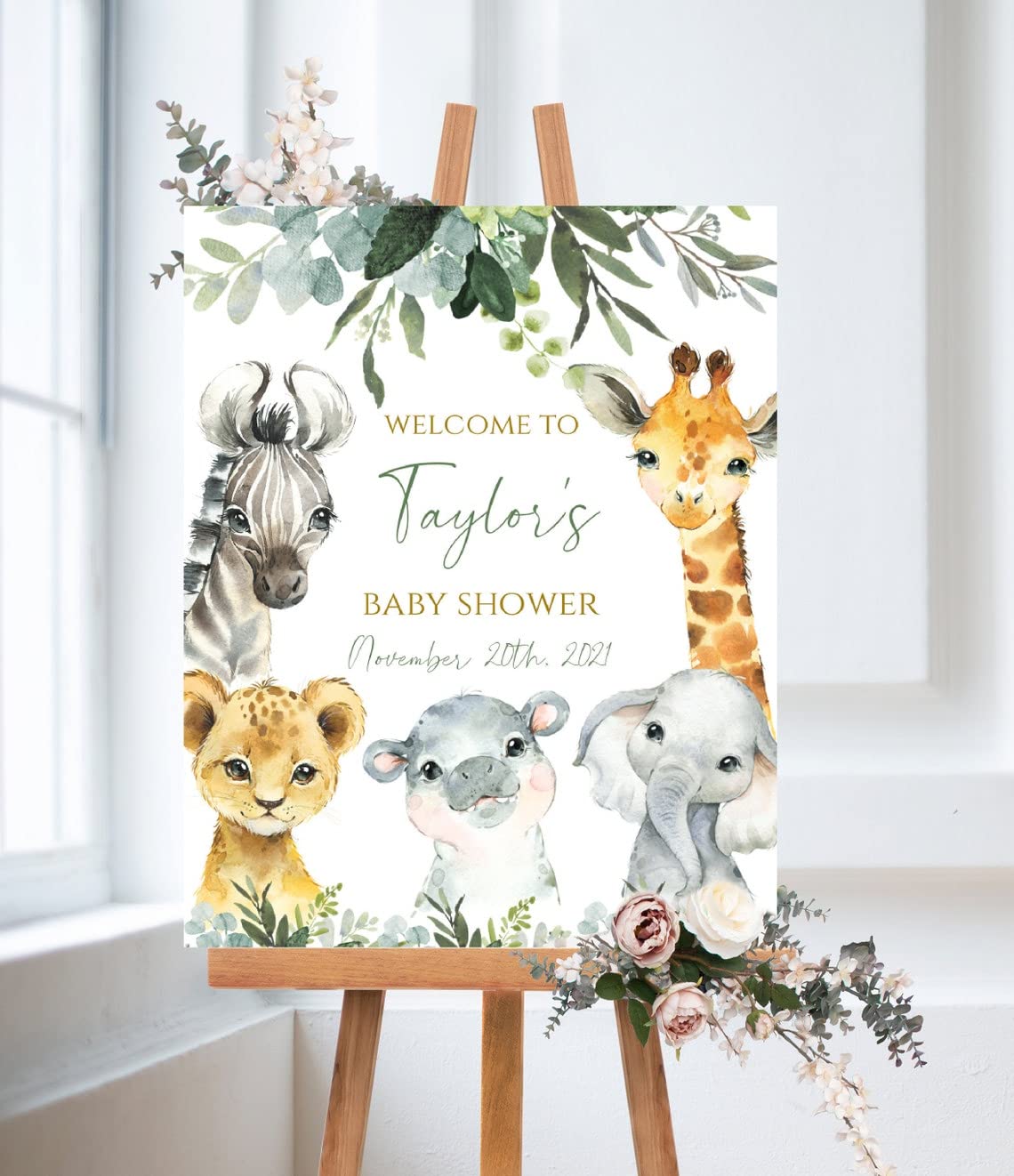 Buy Safari Animals Baby Shower Signs, Personalized Sign to Baby Shower Party, Printable