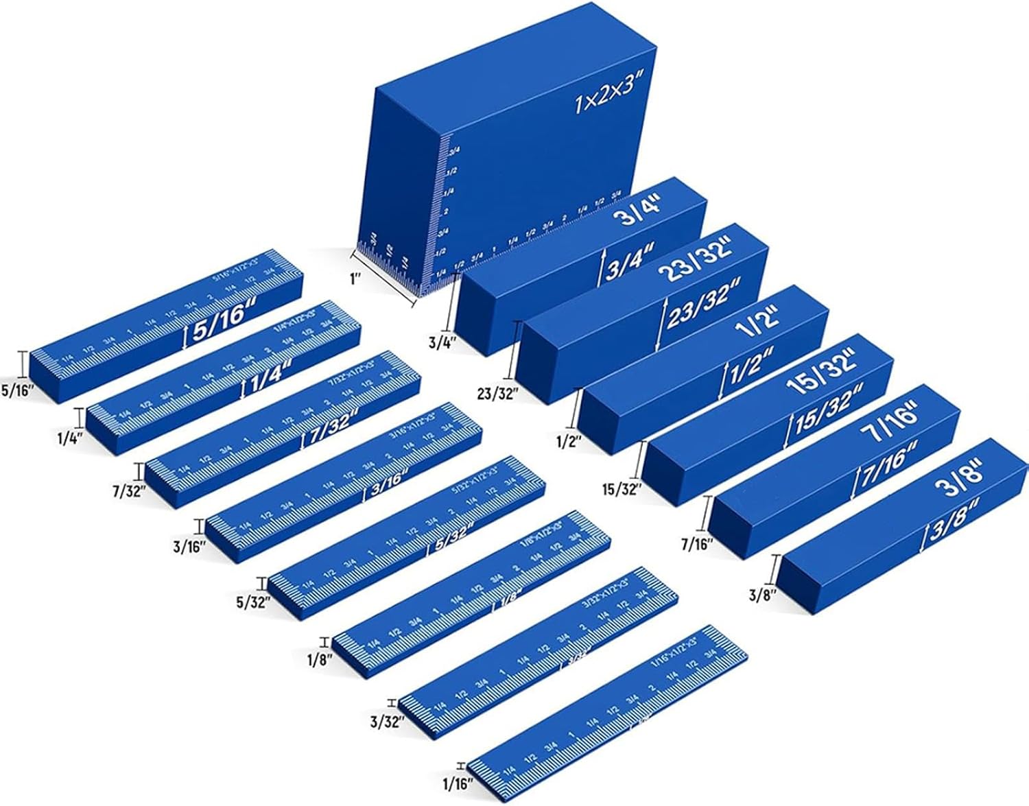 SEIWEI Router Table Setup Bars, 15 Pcs Aluminum Precision Setup Blocks Height Router and Table Saw Accessories Woodworking Set Up, Include Laser Engraved Size Markings