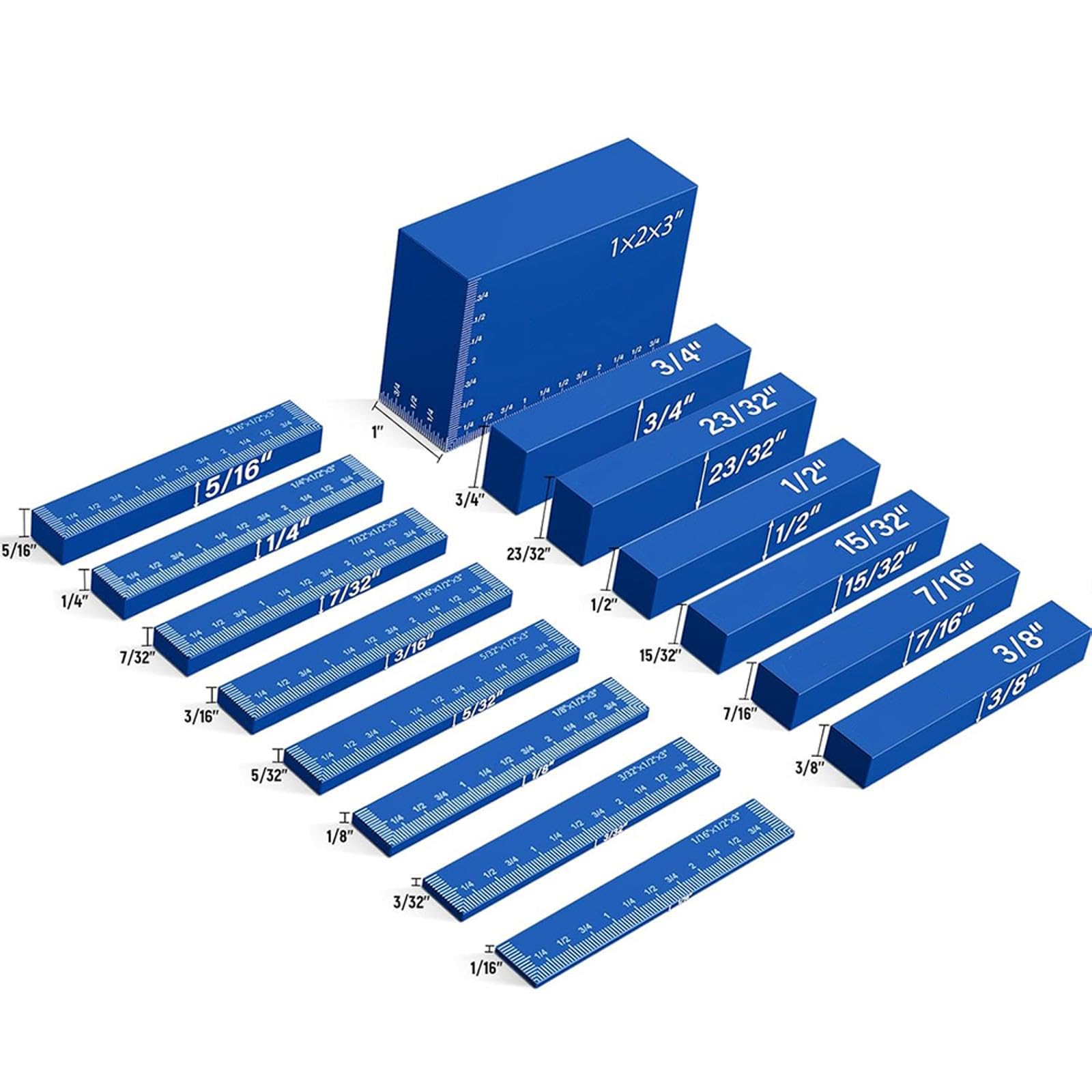 Juego de 15 rieles de ajuste de precisión azul con estuche de almacenamiento, juego de bloques de aluminio para sierra circular de mesa, accesorios para carpintería DIY