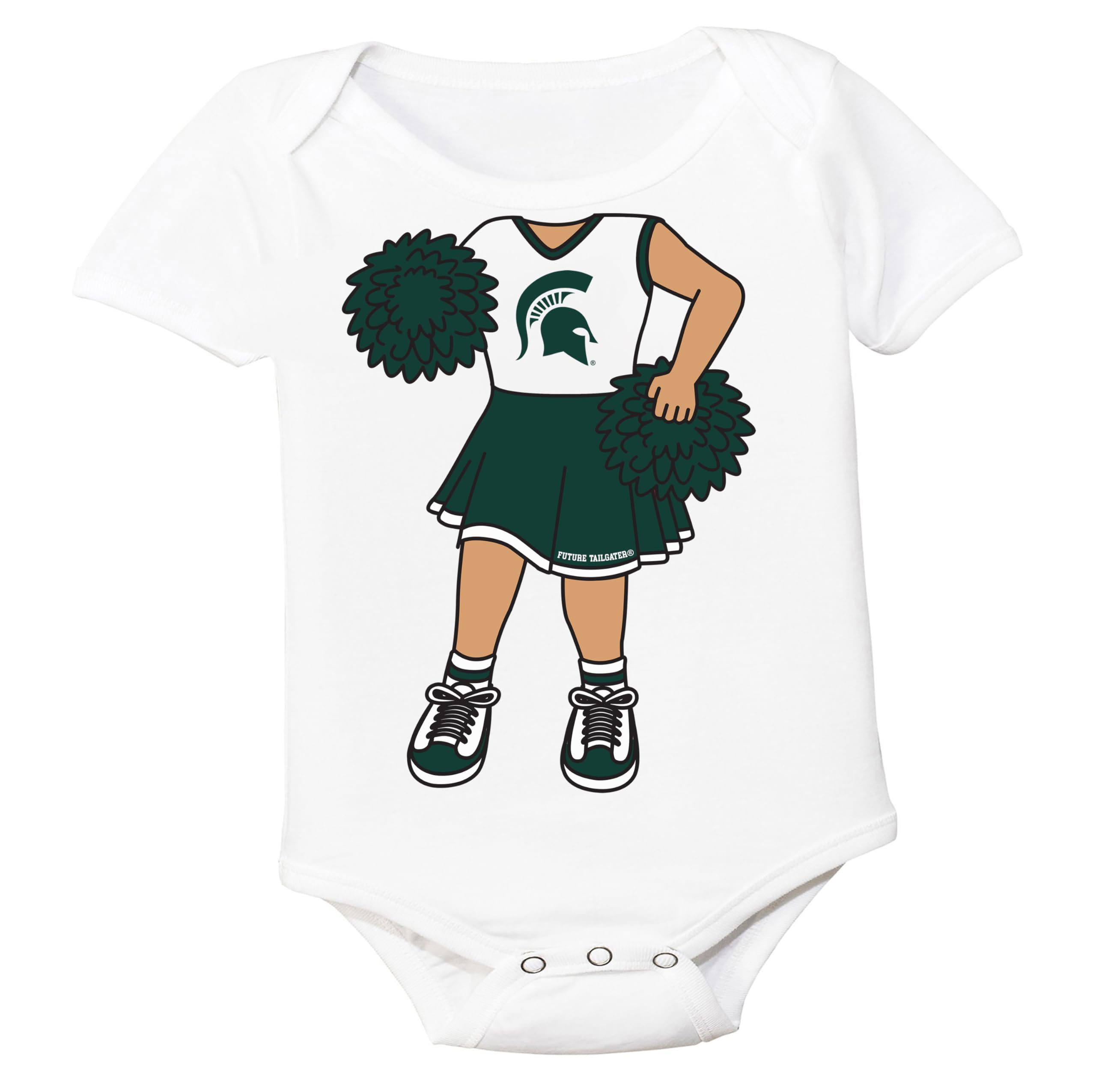 Future Tailgater Michigan State University Spartans Heads Up! Cheerleader Baby Onesie (Newborn)