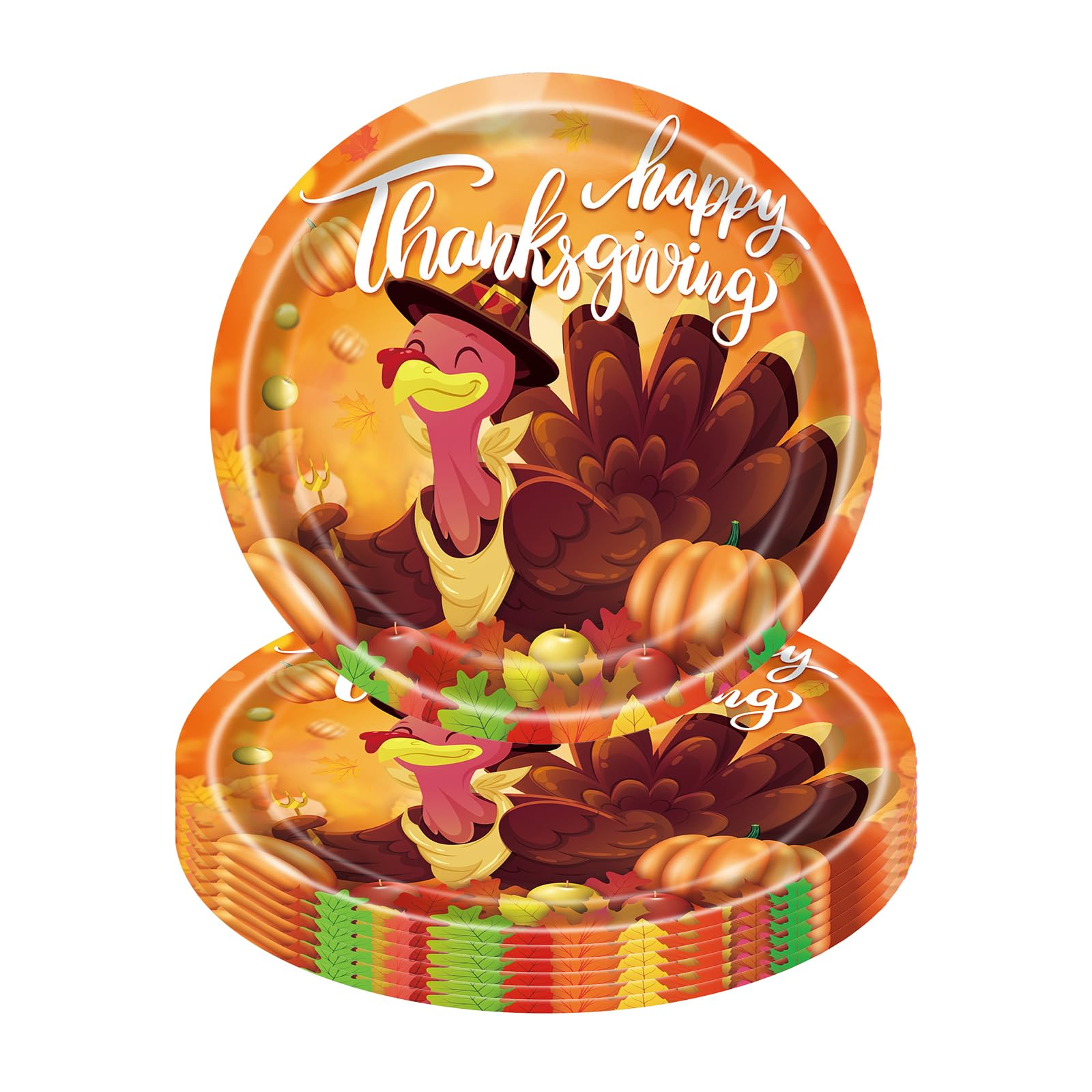 16PCS Paper Plates Thanksgiving Day 7 Inch Orange Paper Plates Autumn PaperPlates,Happy Thanksgiving Leaf Plates,ThanksgivingDay Autumn Tableware Decorations for ThanksgivingDay Party Supplies
