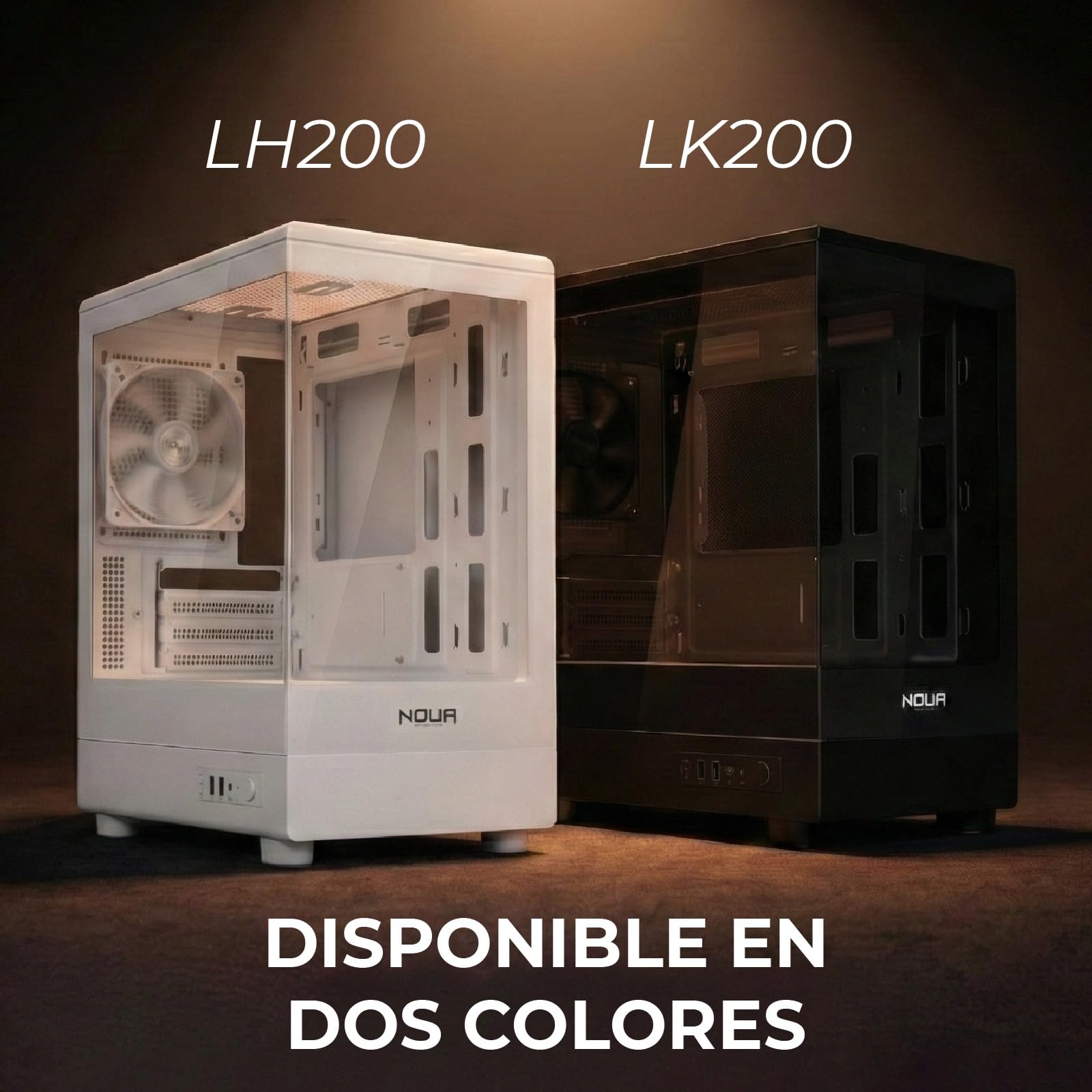 Noua Fobia LH200 - Caja PC Gaming Micro-ATX, Ventilador Blanco de 120 mm, Torre Micro para Ordenador, Doble Cristal Templado panorámico, Blanco