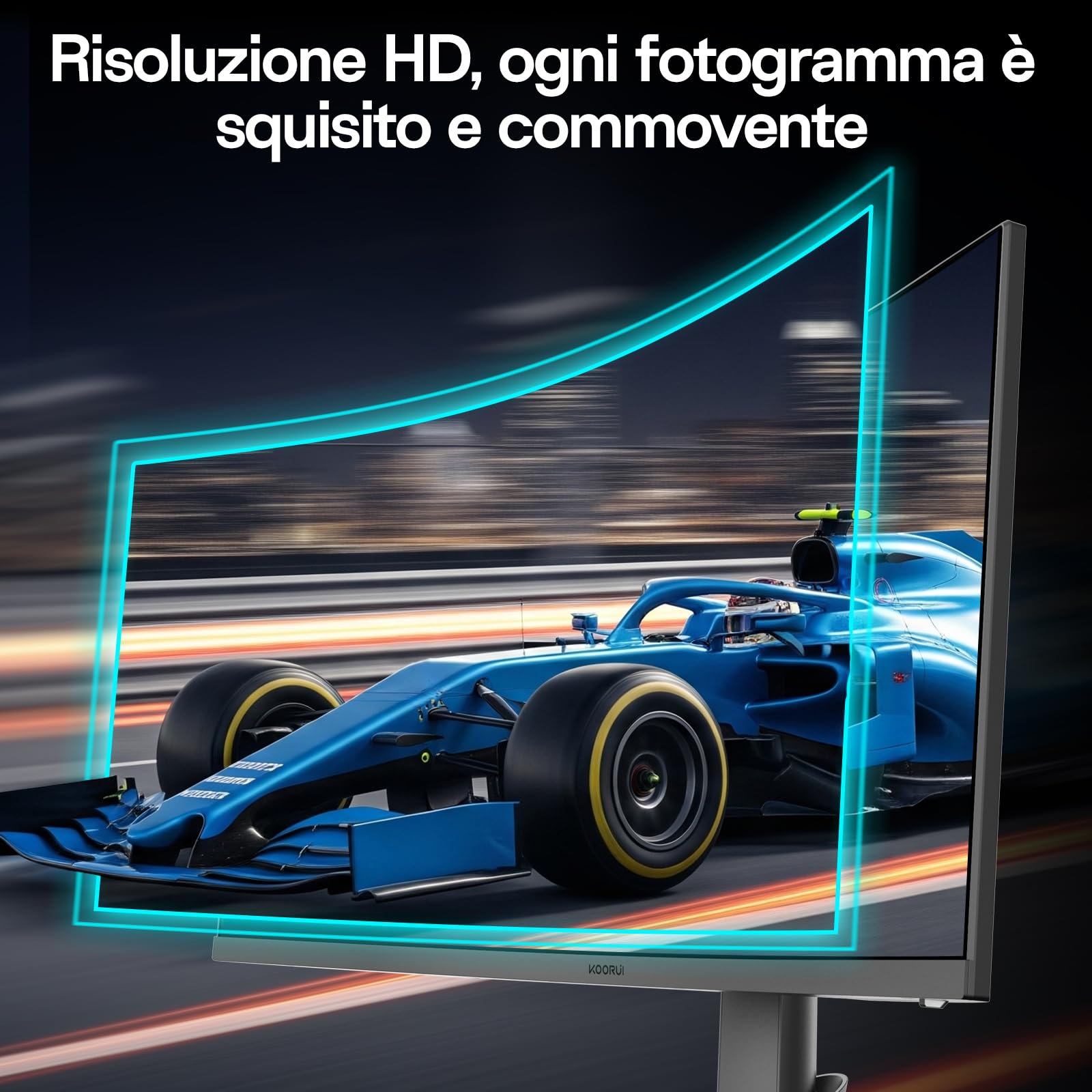 KOORUI Monitor da gioco curvo(R1000) da 34 pollici | Pannello VA WQHD 3440×1440, 180 Hz + 1 MS MPRT, HDR400 + 99% sRGB, supporta la regolazione dell'altezza di 110 mm, nero