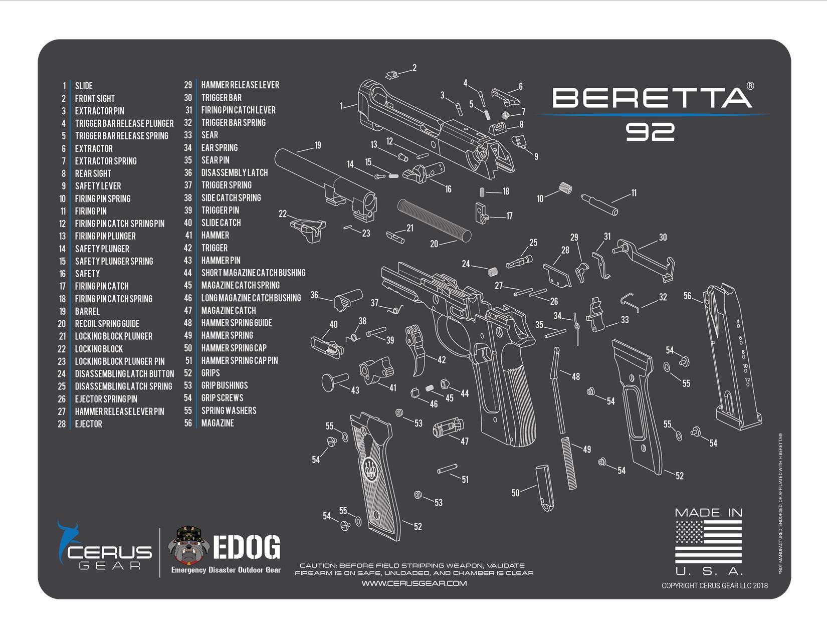 Amazon.com : EDOG Beretta 92 Cerus Gear Schematic (Exploded View