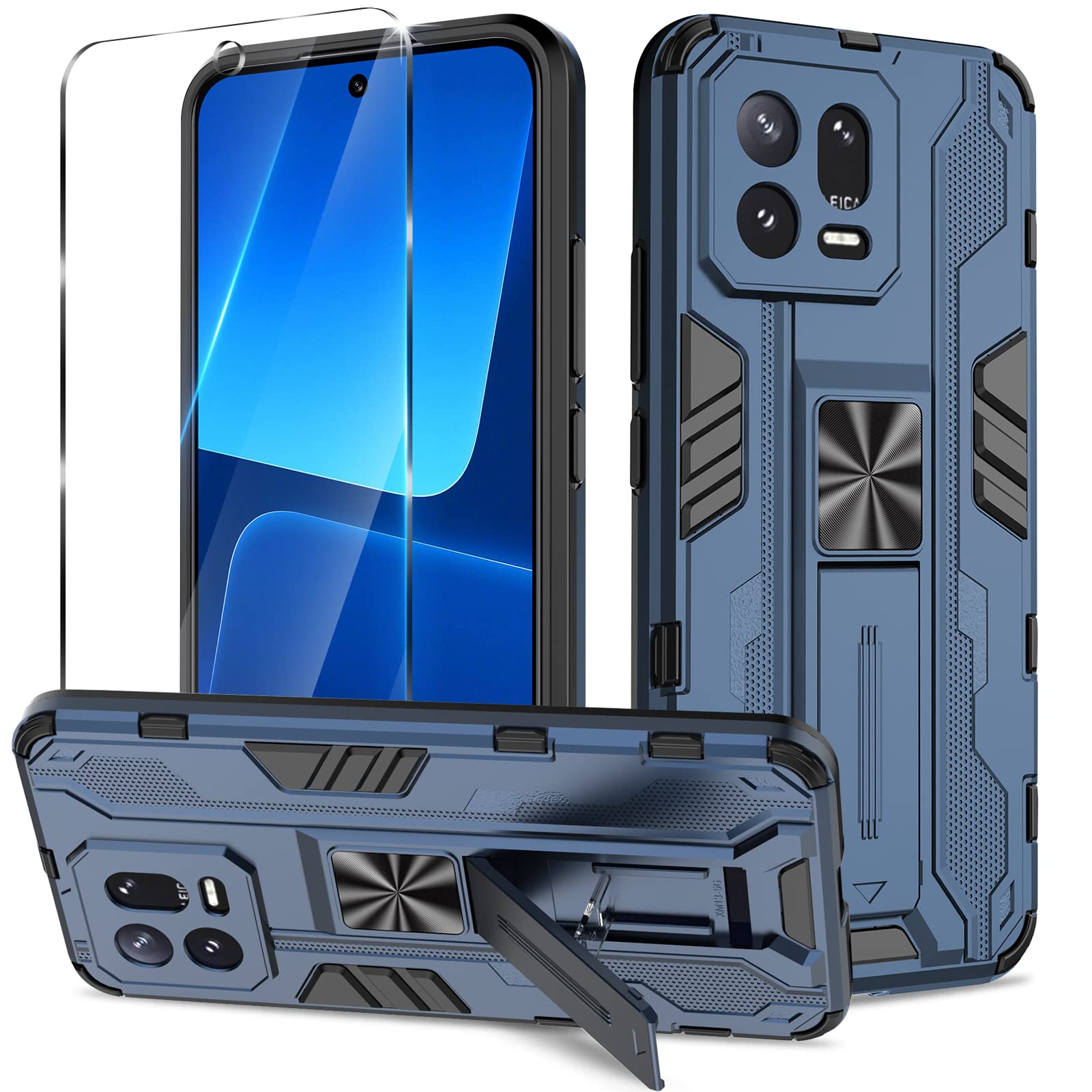 Funda para Samsung Galaxy A13 4G con Cristal Templado Protector Pantalla, Carcasa Antigolpes con Soporte anular metálico, Case Protectora de Grado Militar, Negro — view 204