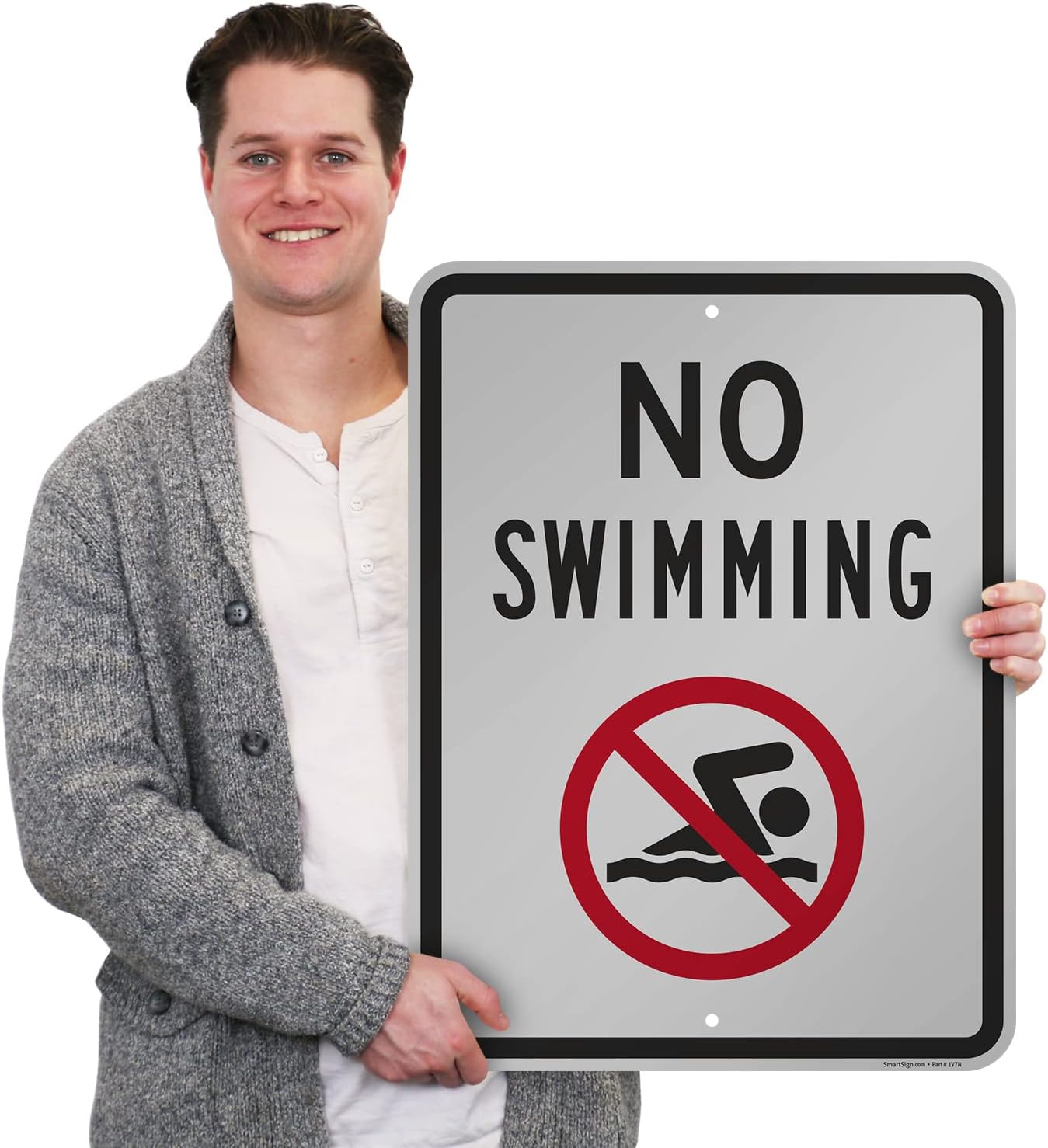 SmartSign "No Swimming" Sign | 18" x 24" Aluminum
