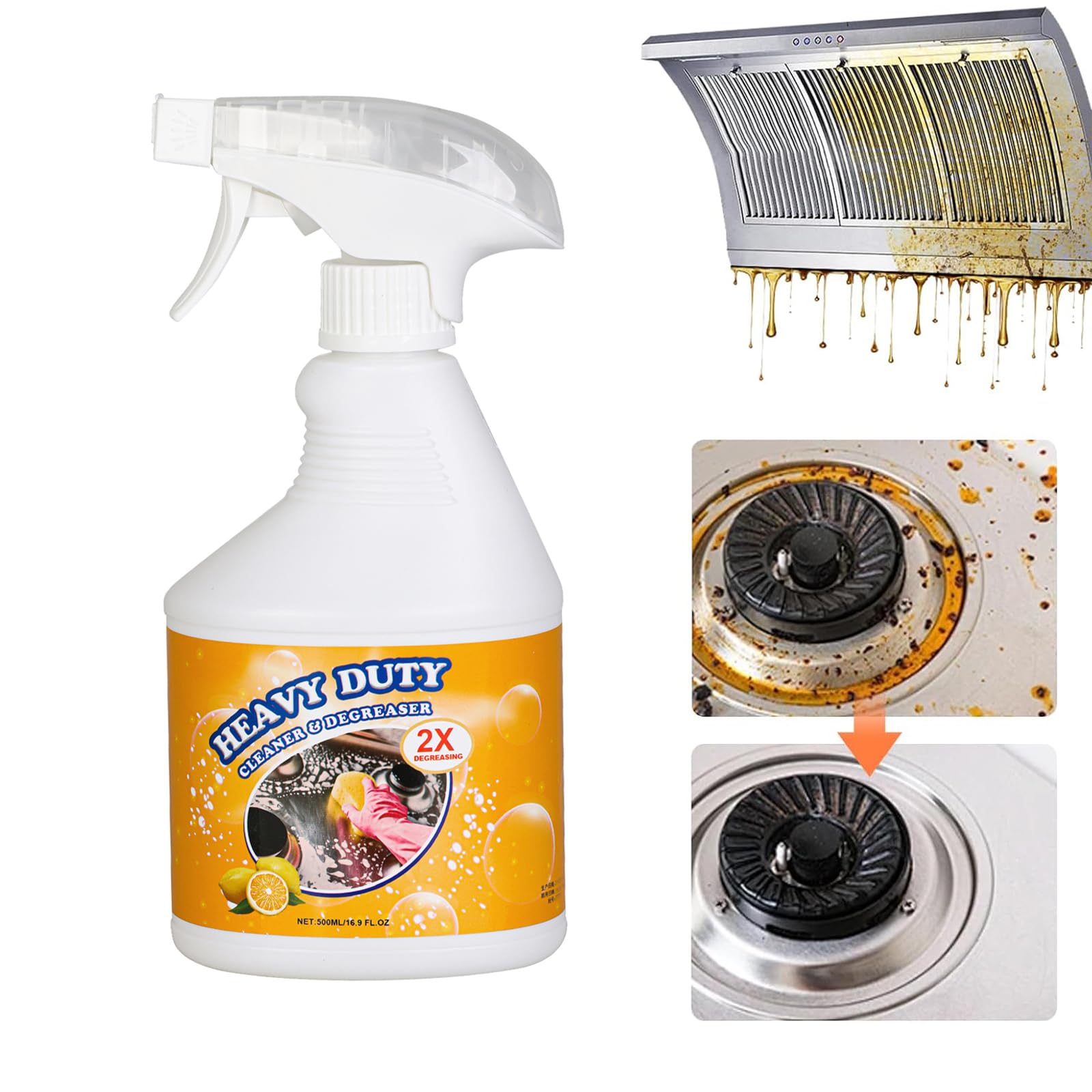 16.9 Fl Oz Clean Up Kitchen Oil Stains Spray, Kitchen Heavy Duty Cleaner Spray,All-Purpose Oil Stain Remover and Degreaser Spray, Multipurpose Foam