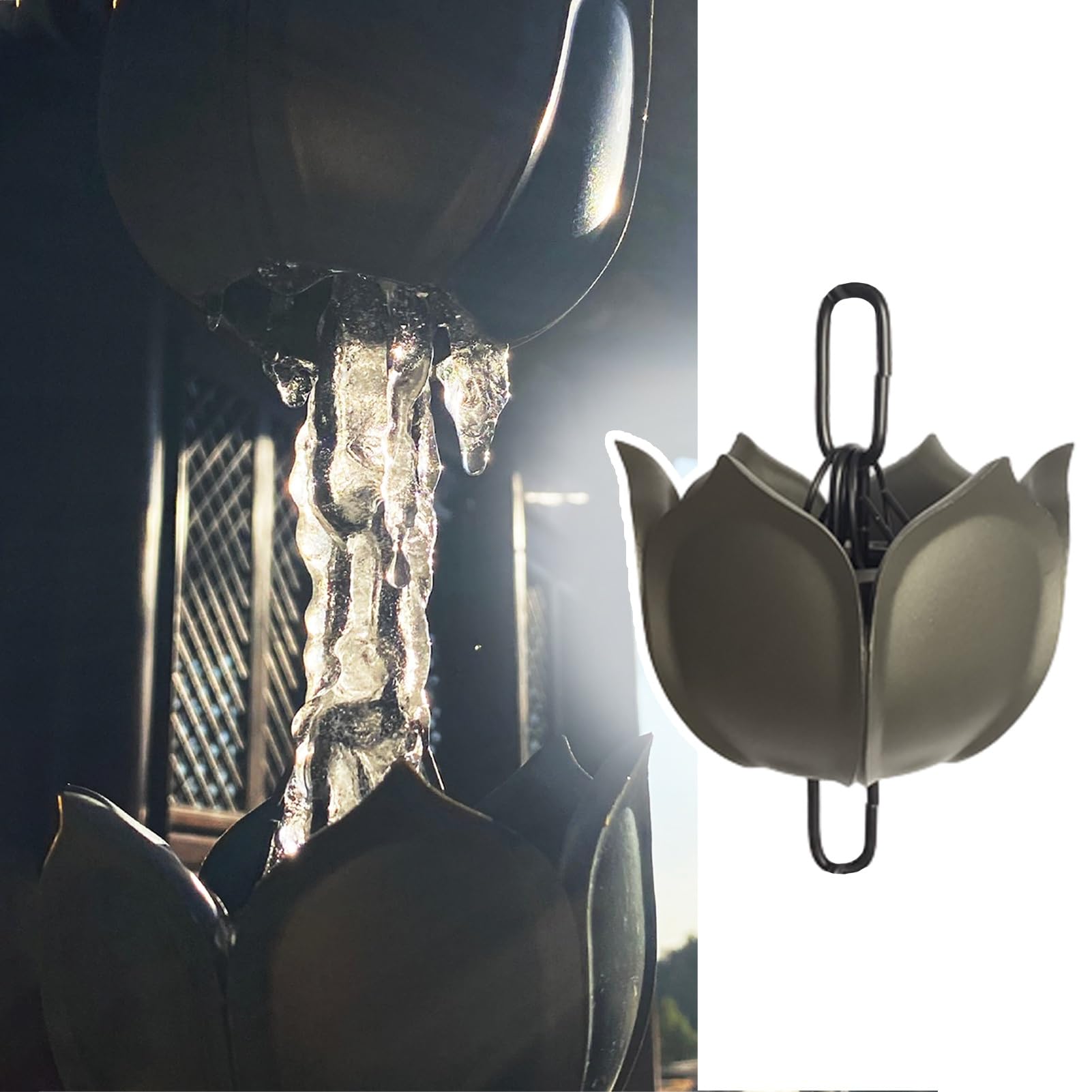 Chaîne de Pluie Lotus pour gouttière, chaîne de Pluie pour Toit de Cour, ca(300cm (10ft))