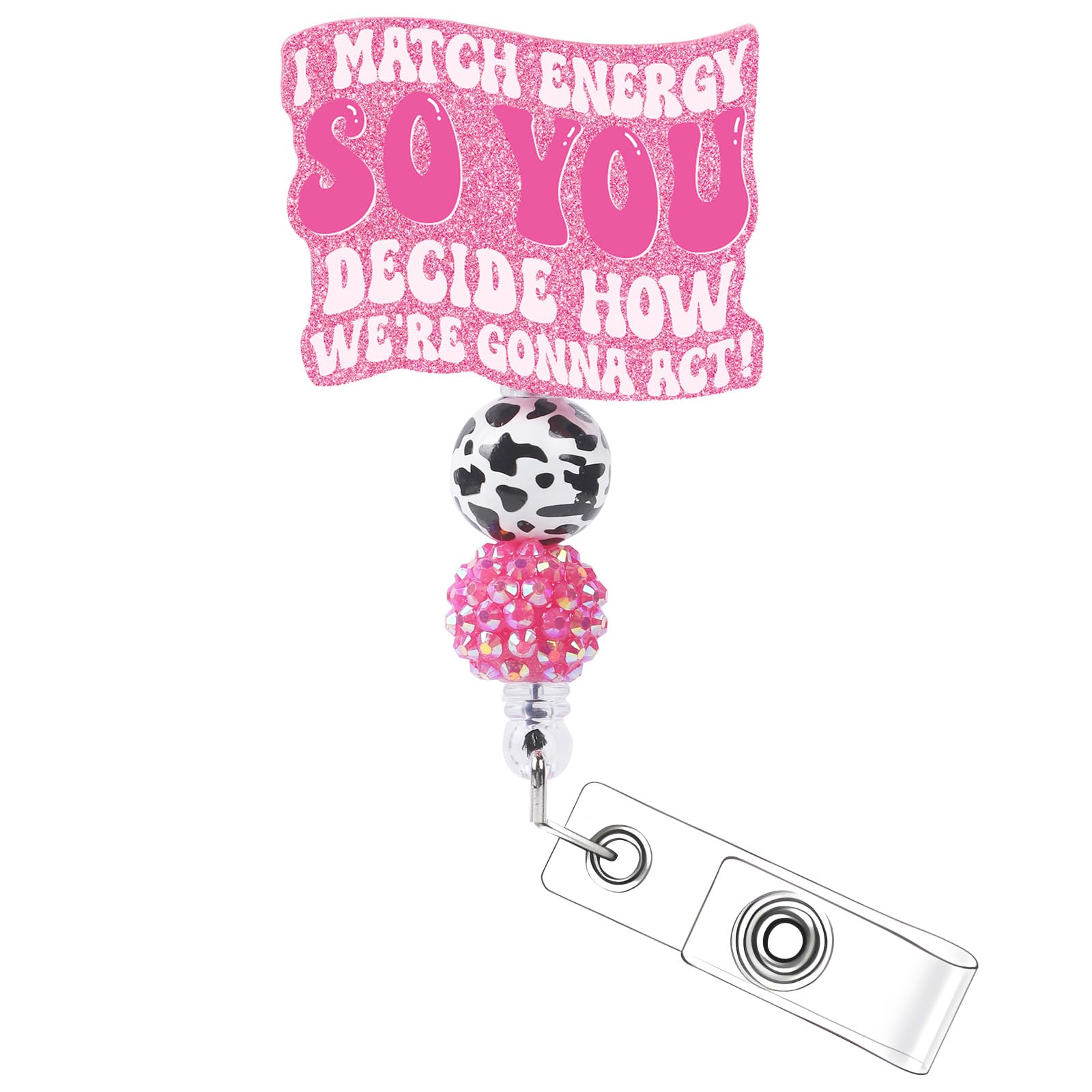 Cosmisun Nurse Badge Reel Retractable - Glitter Nursing Badge Holder Retractable Clip for Nursing Name Tag Card Funny Badge Reels for Nurse Student