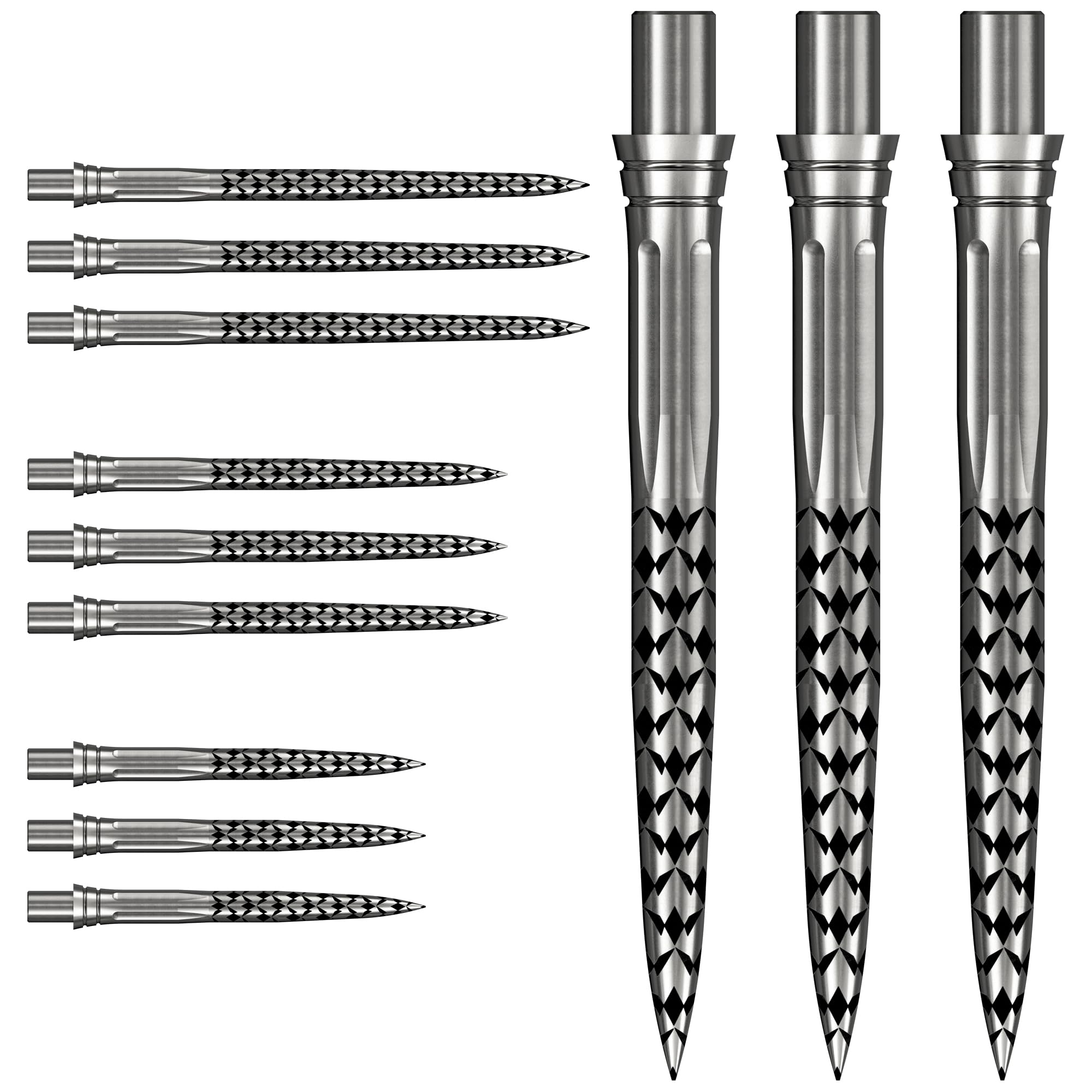 Mission Darts | Caliburn EVO Dart Points | Black Steel Tip | Replacement Points | Mission Logo | Precision Engineered | Multiple Lengths and Colours Available. (Silver, 38mm)